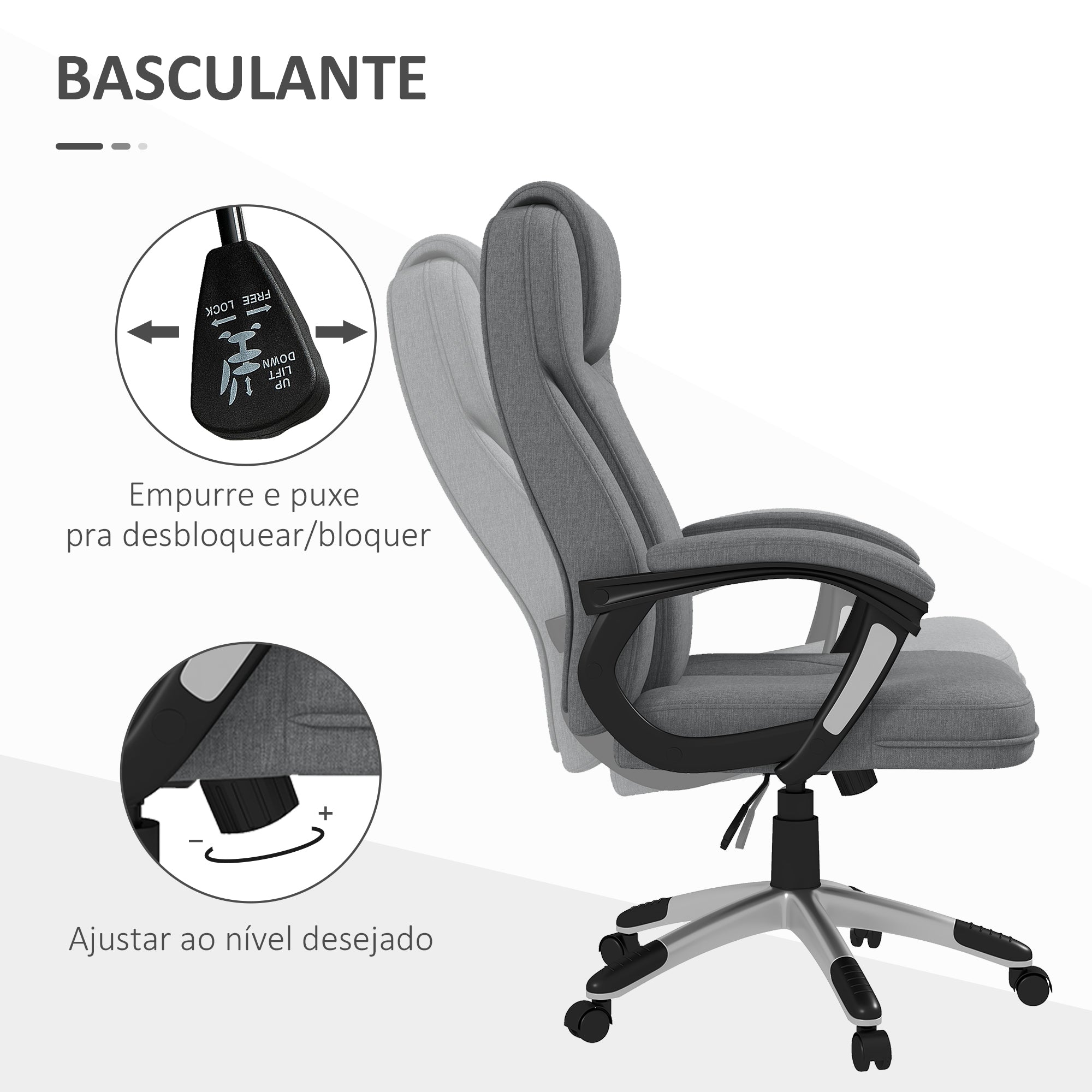 Cadeira de Escritório Ergonómica Cinzenta 66x75x110-120 cm