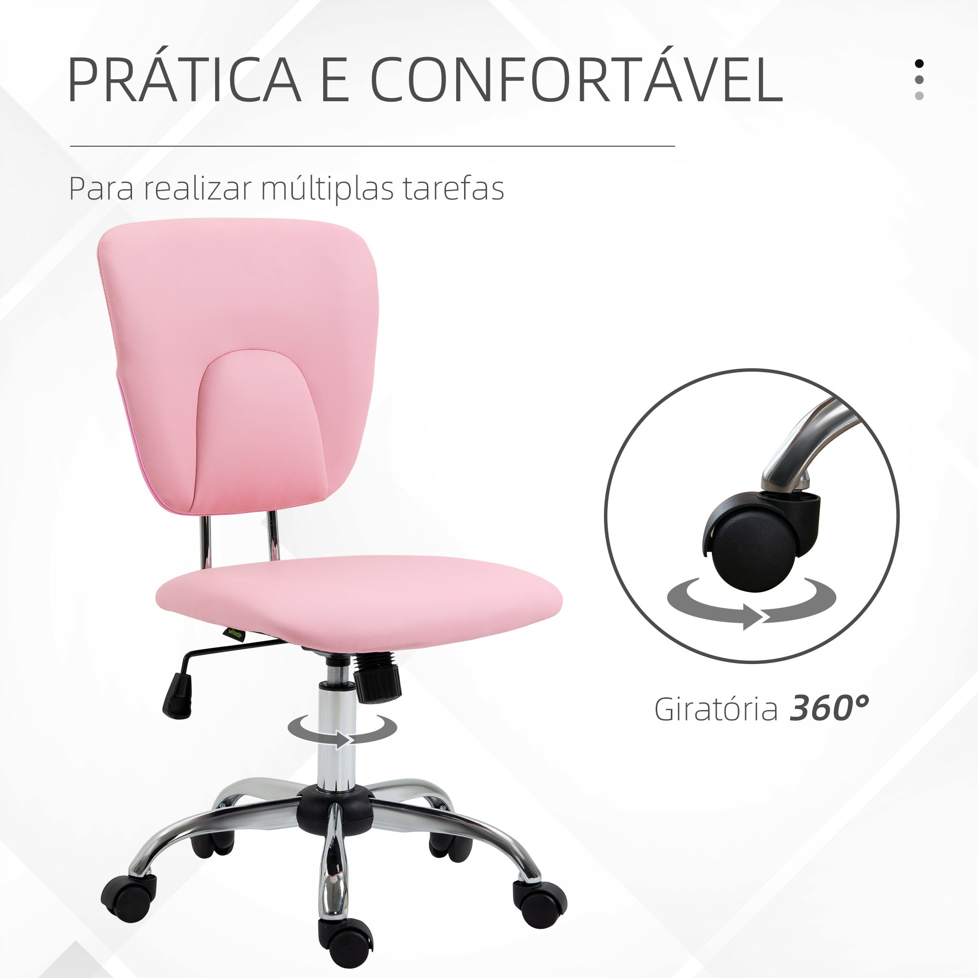 Cadeira de Escritório Giratória Rosa 50x54x87,5-96,5 cm