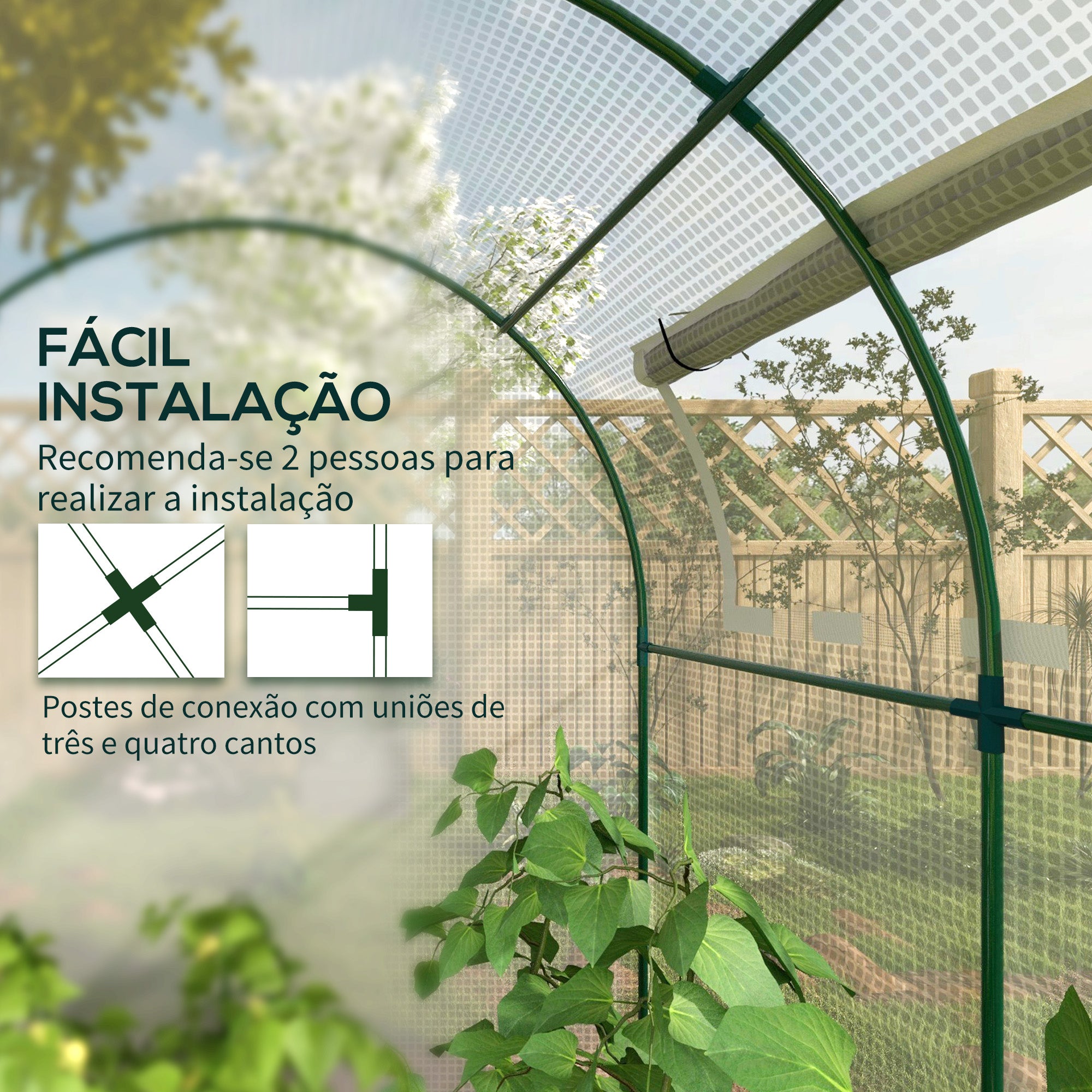 Estufa de Jardim 180x180x200 cm Cor Branco