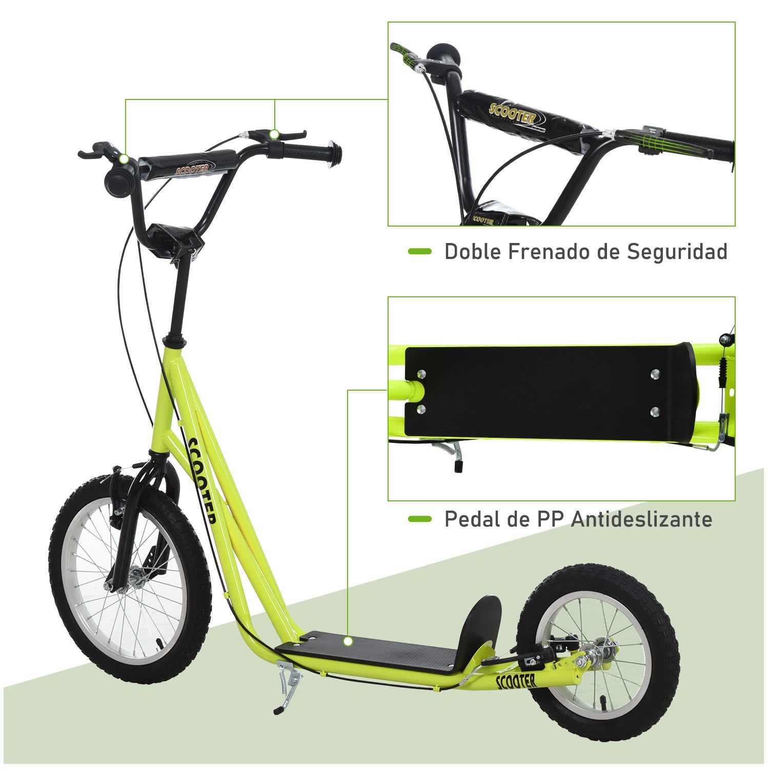 Trotinete para Crianças Amarela 135x58x88-94 cm