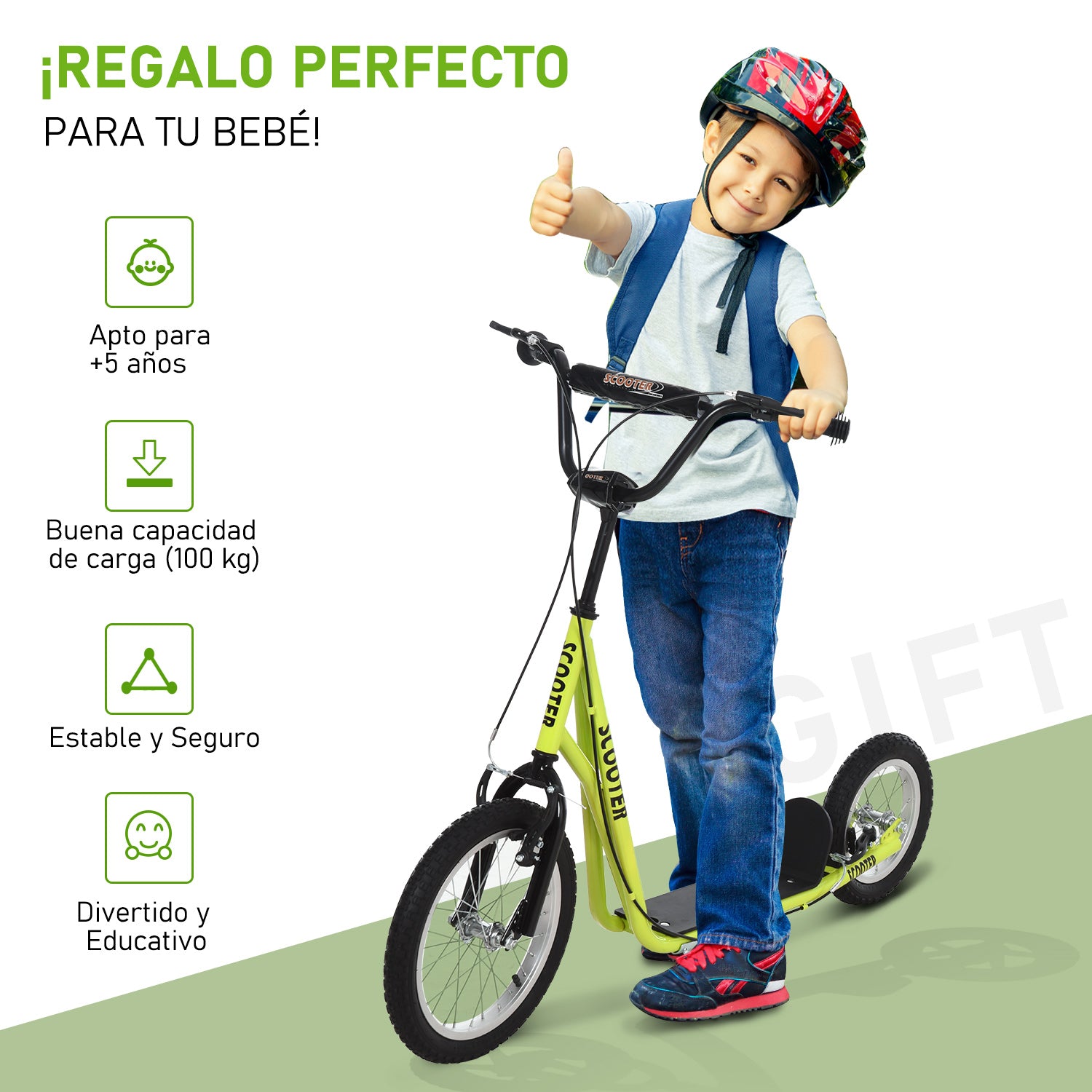 Trotinete para Crianças Amarela 135x58x88-94 cm