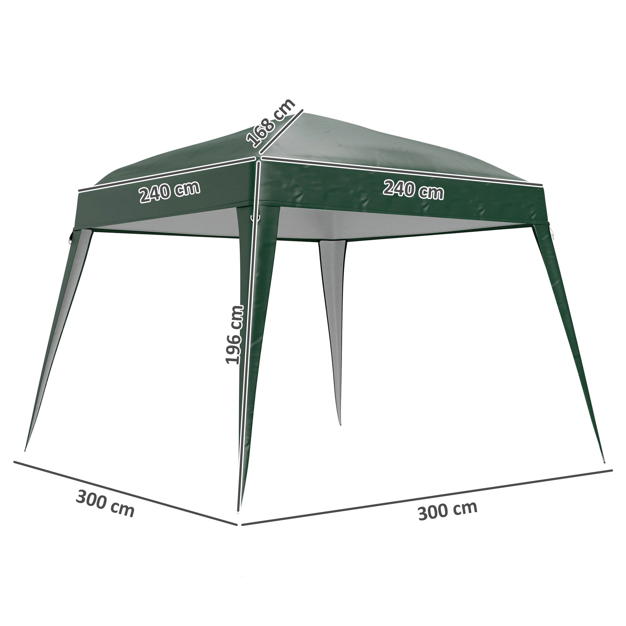 Toldo de Substituição Verde 300x300 cm para Tenda Dobrável de Jardim