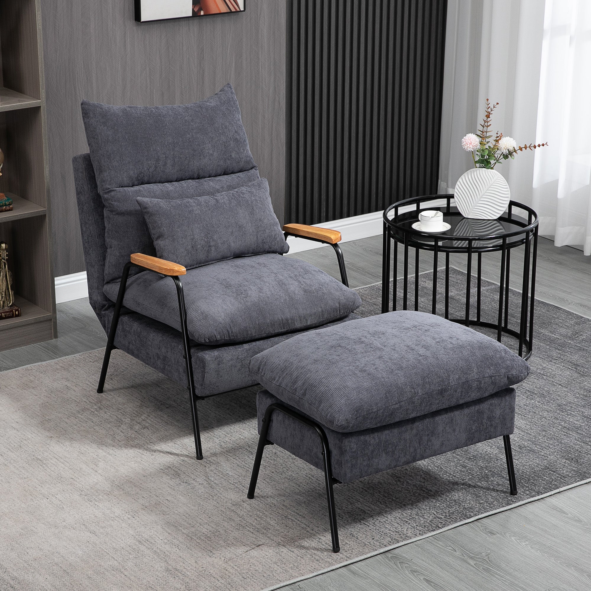 Poltrona Relax – 68x91,5x88cm – Cinzenta – Veludo