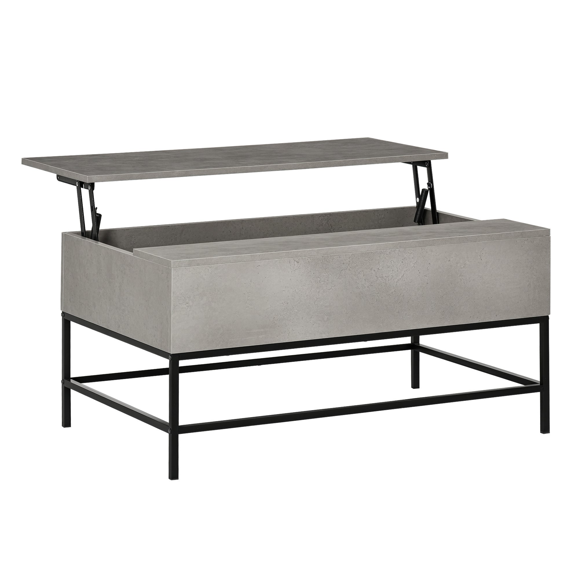 Mesa de Centro Elevável Versátil 90x60,5x45,5 cm - Cinzento e Preto