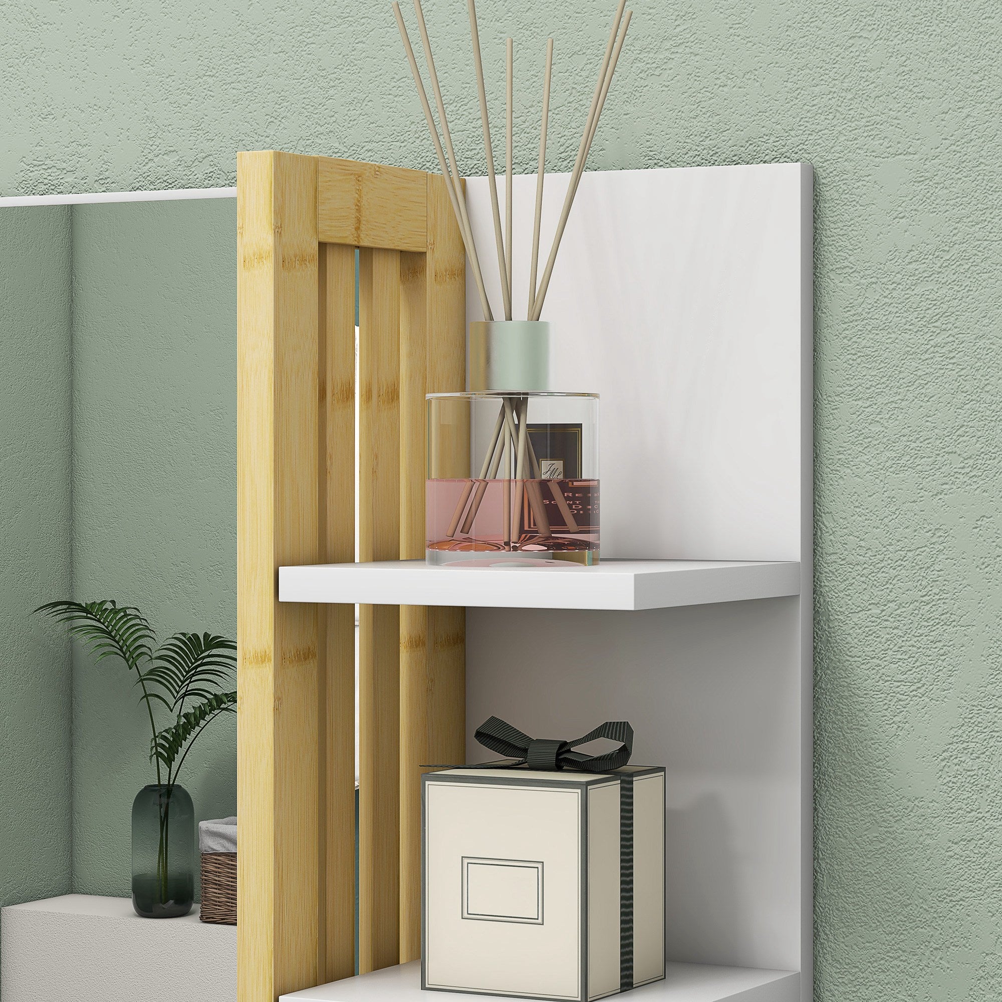 Espelho de Casa de Banho com 4 Prateleiras de Armazenamento 45x15x58,5 cm - Branco