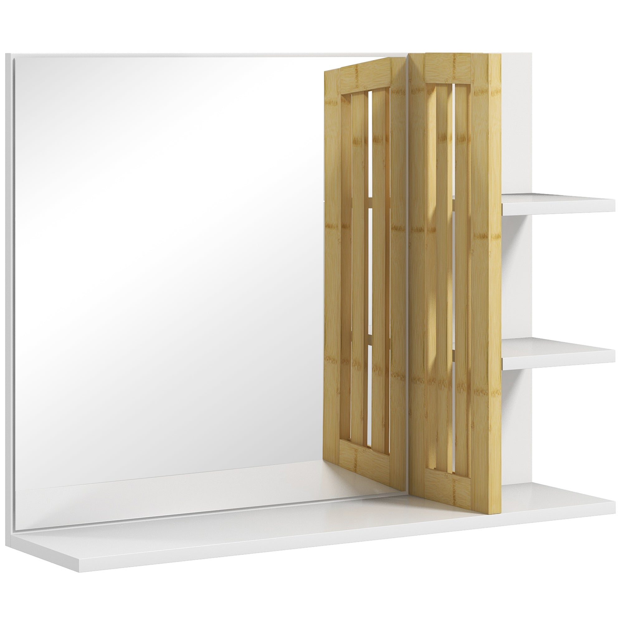 Espelho de Casa de Banho com 4 Prateleiras de Armazenamento 45x15x58,5 cm - Branco