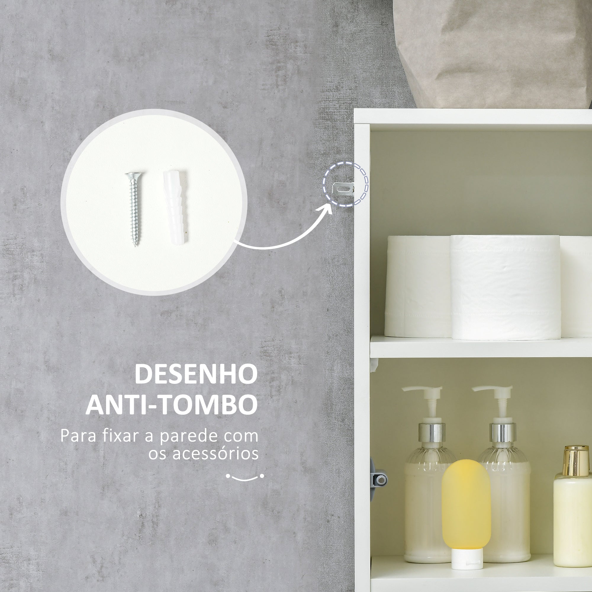 Coluna Casa de Banho 30x28x170 cm Branco - Estilo Moderno e Funcional