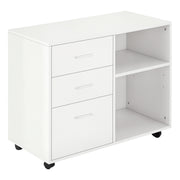 Armário de Escritório com 3 Gavetas e Prateleira Ajustável 80x40x65cm Branco