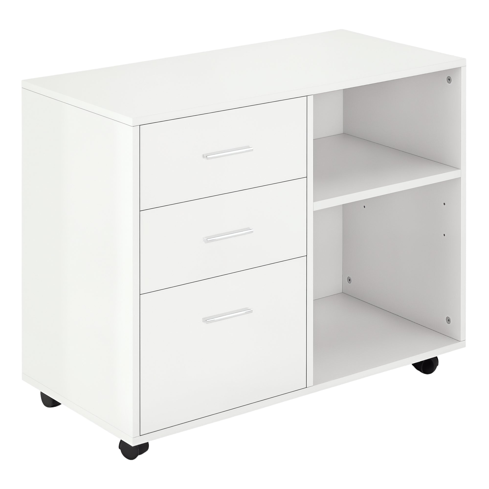 Armário de Escritório com 3 Gavetas e Prateleira Ajustável 80x40x65cm Branco