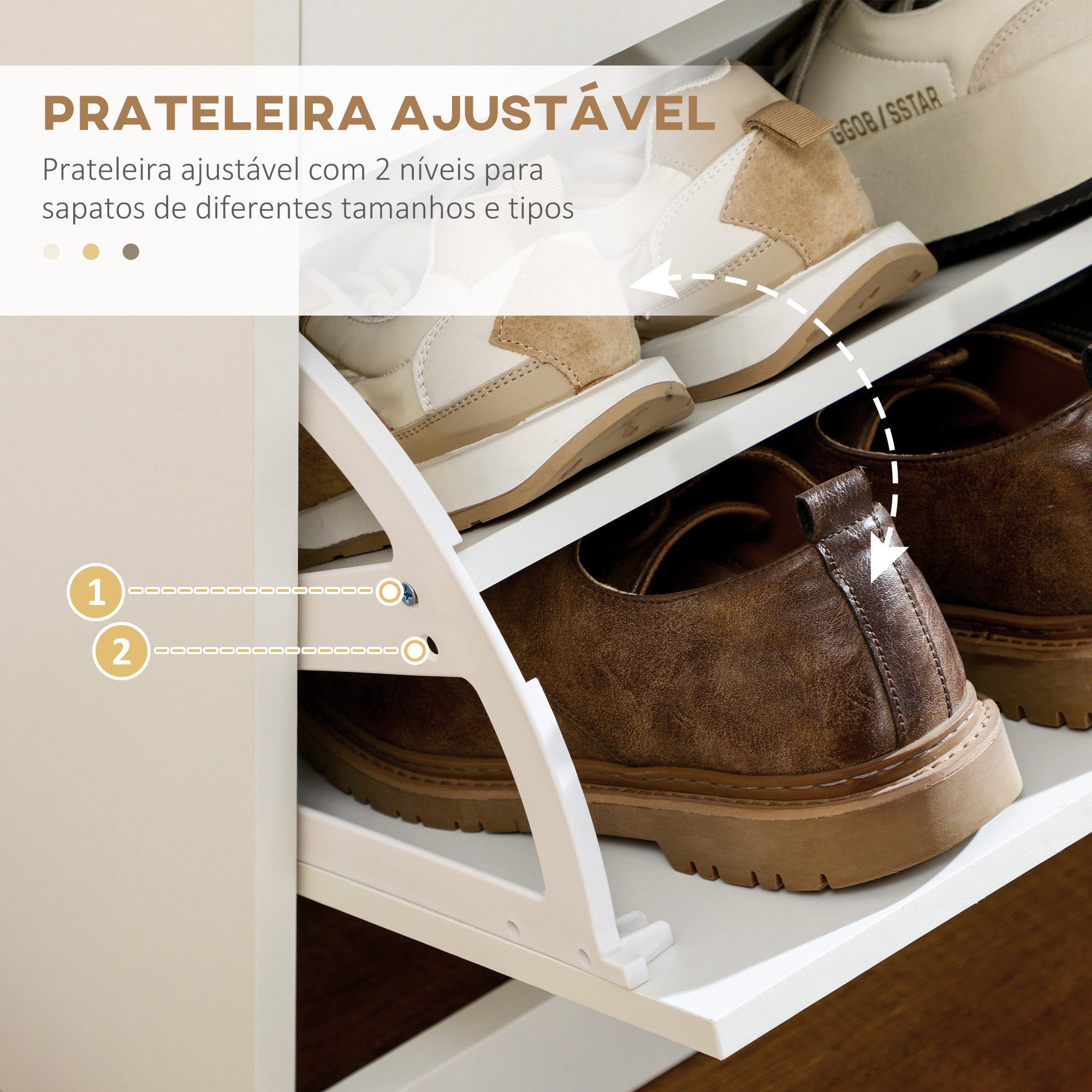Sapateira Móvel Estreita 80x30x91,5 cm - Branco
