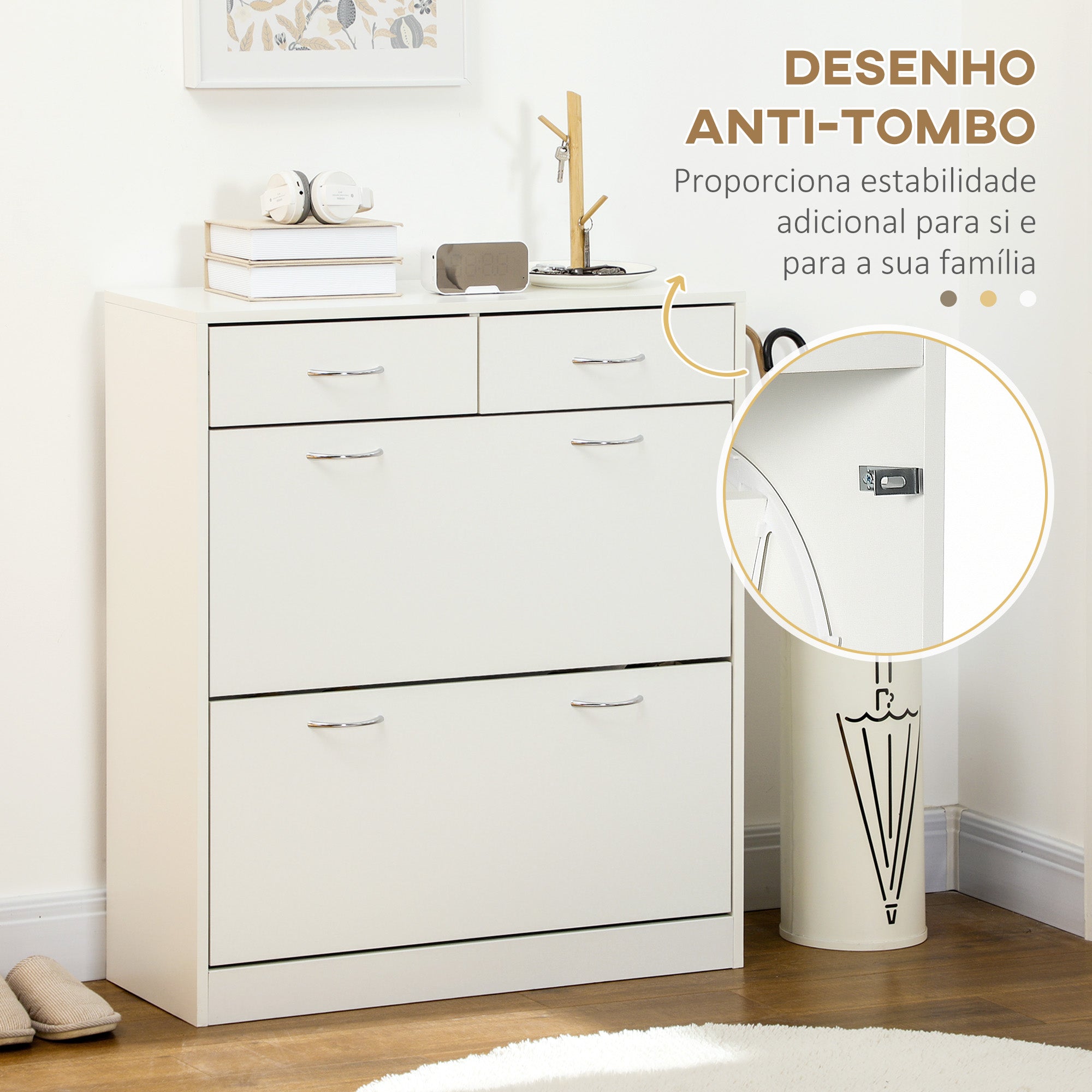 Sapateira Móvel Estreita 80x30x91,5 cm - Branco