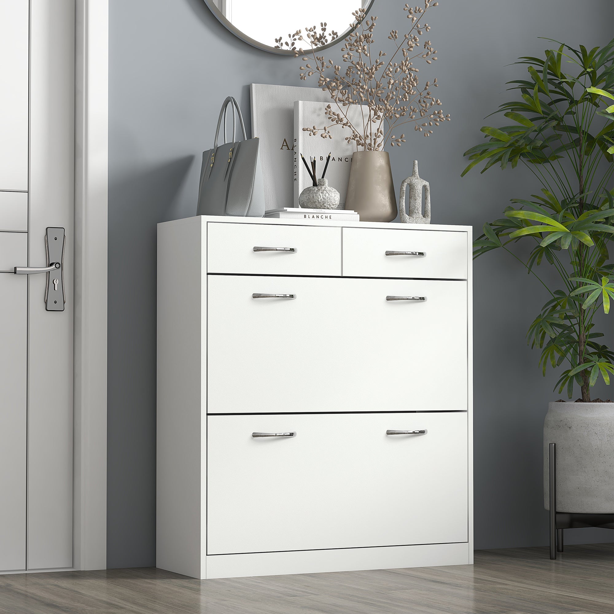 Sapateira Móvel Estreita 80x30x91,5 cm - Branco