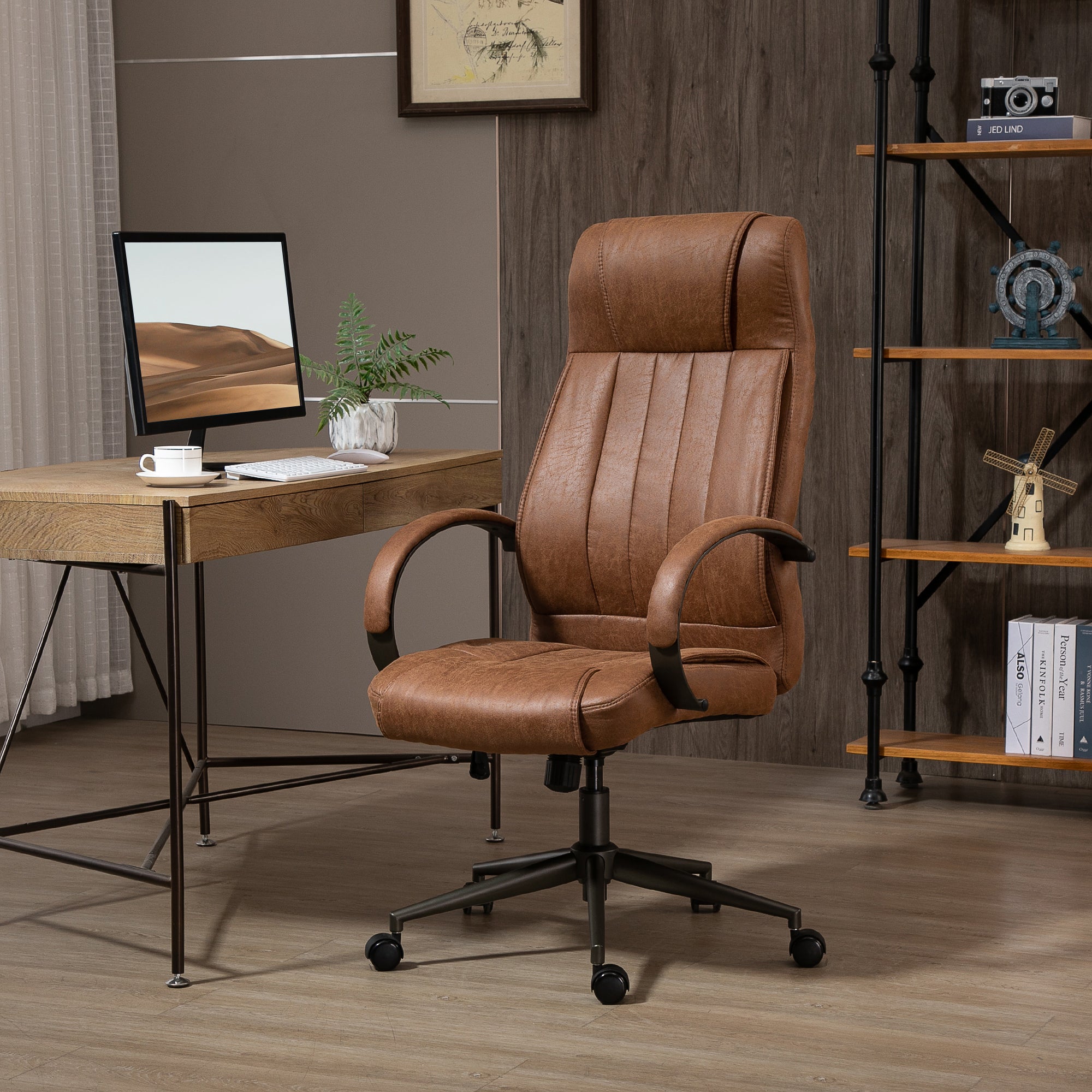Cadeira de Escritório Ergonômica Marrom 61,5x52,5x126cm