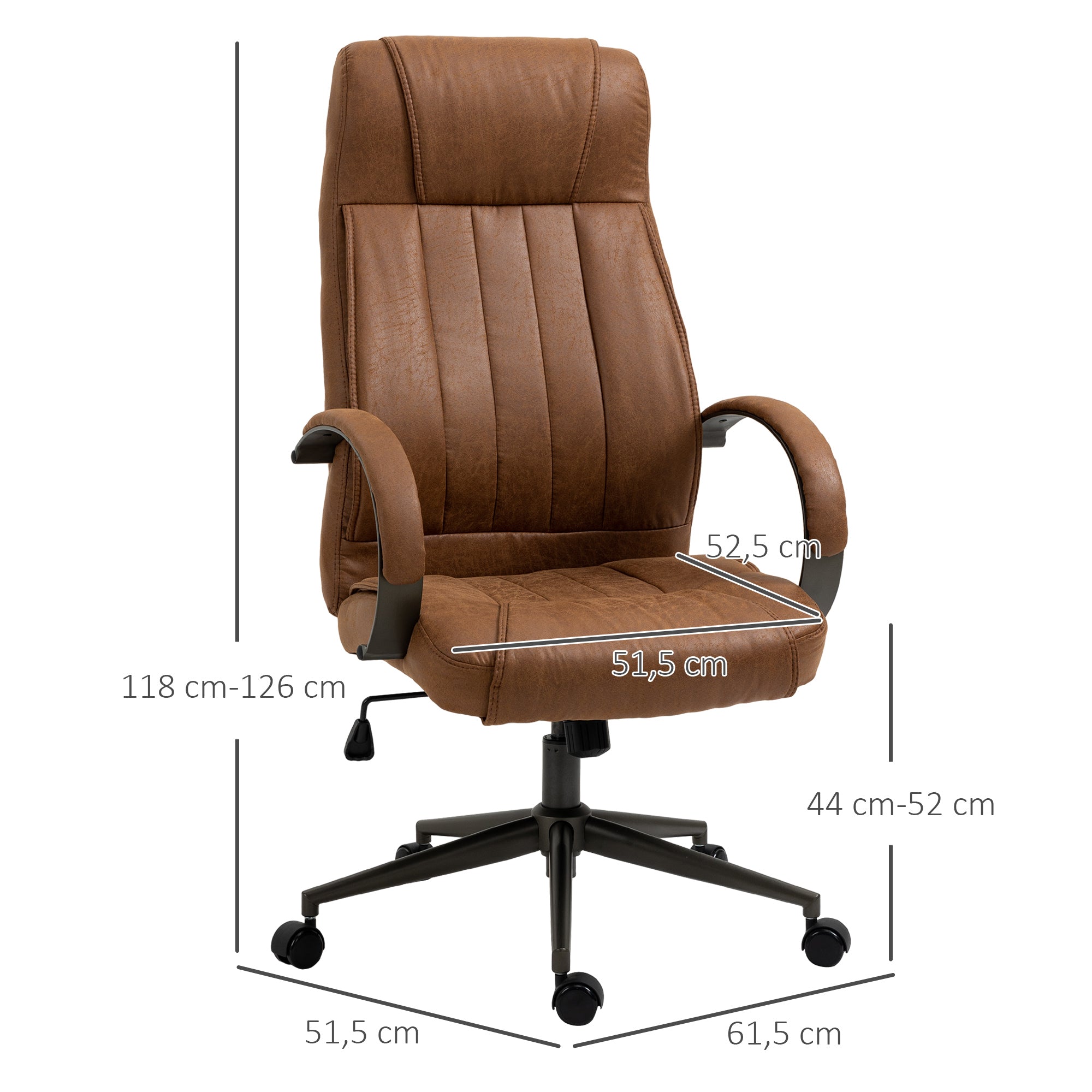 Cadeira de Escritório Ergonômica Marrom 61,5x52,5x126cm