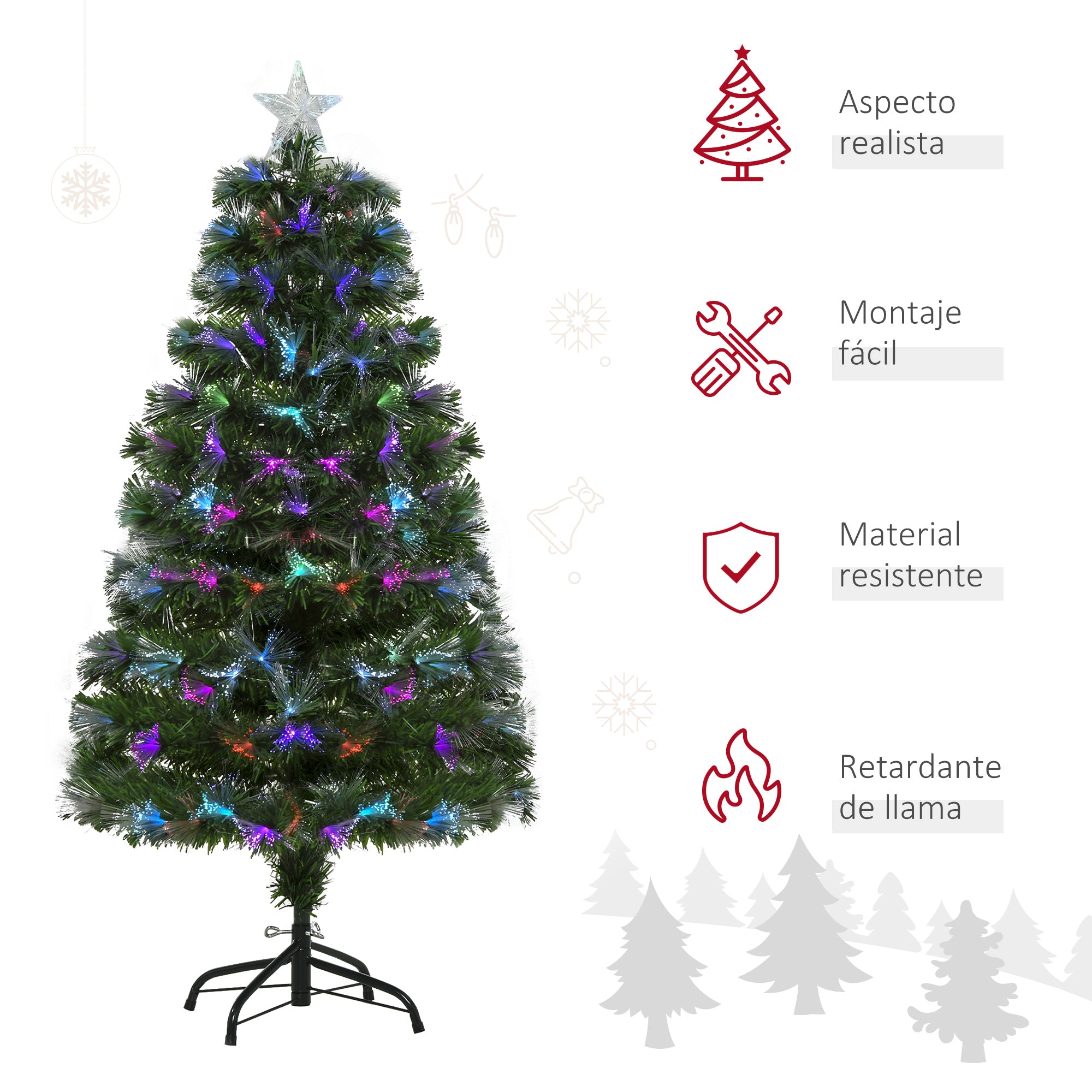 Árvore de Natal Verde 120cm com Luzes LED Multicoloridas Ø66x120 cm