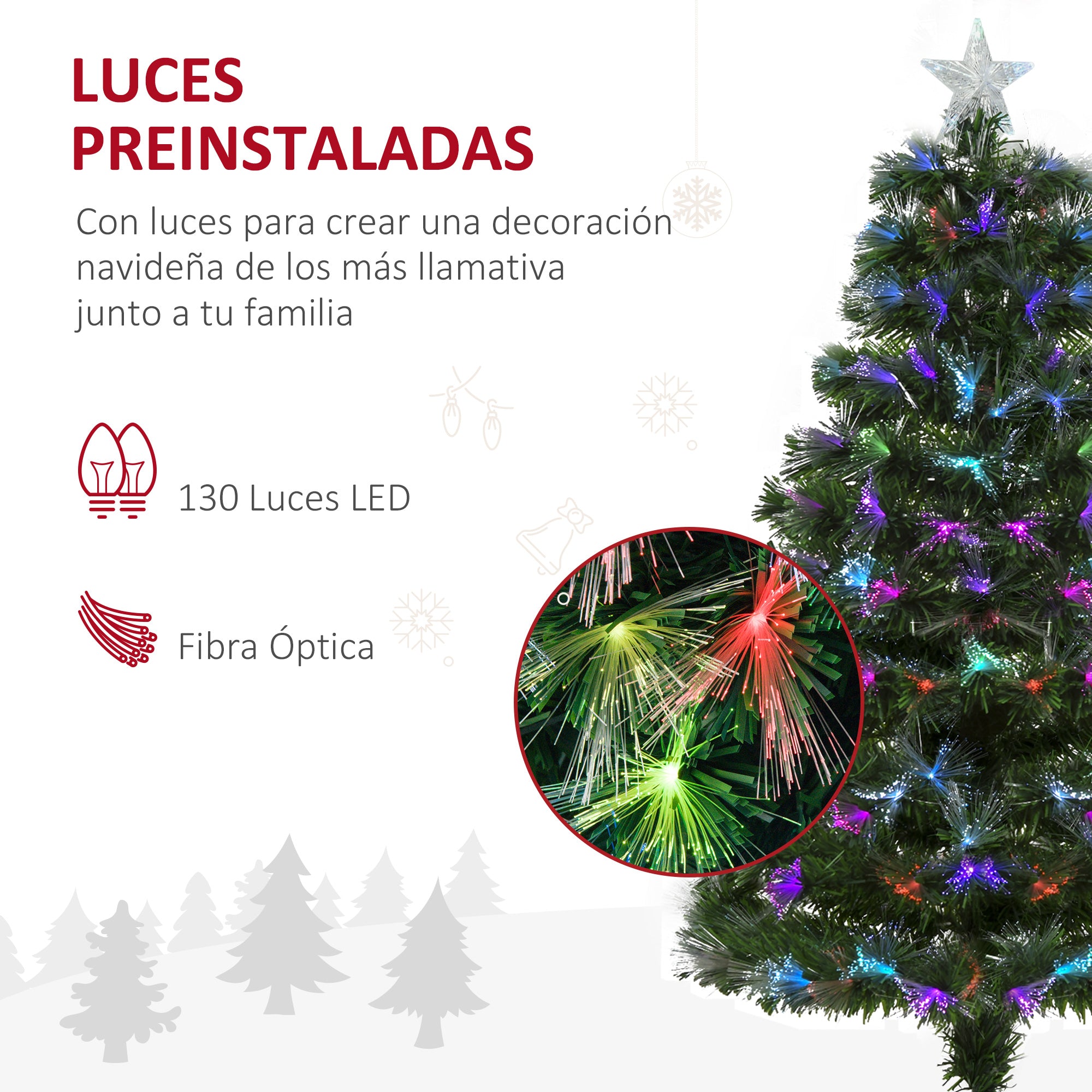 Árvore de Natal Verde 120cm com Luzes LED Multicoloridas Ø66x120 cm