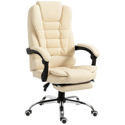 Cadeira de Escritório Reclinável com Apoio para os Pés - Creme Branco 64,5x69x109-117 cm