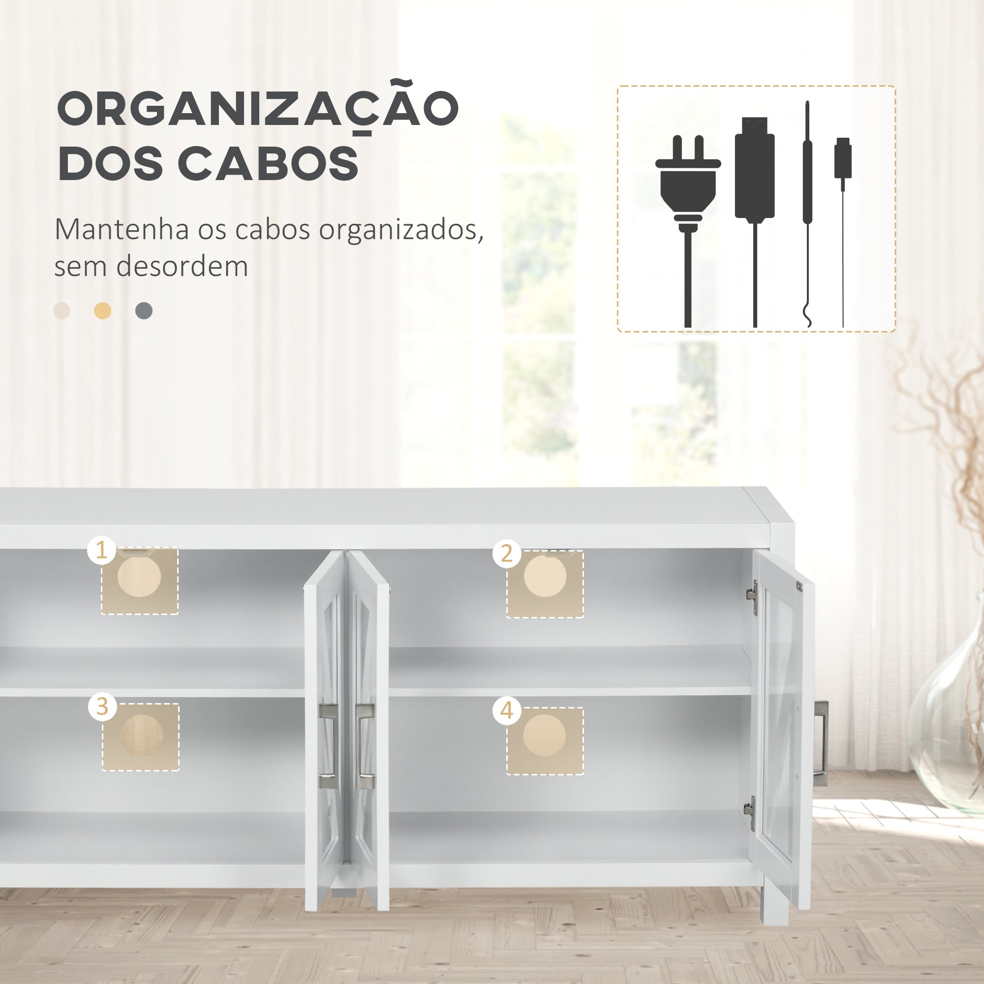 Móvel de TV Sala de Estar Branco 130x35x60 cm