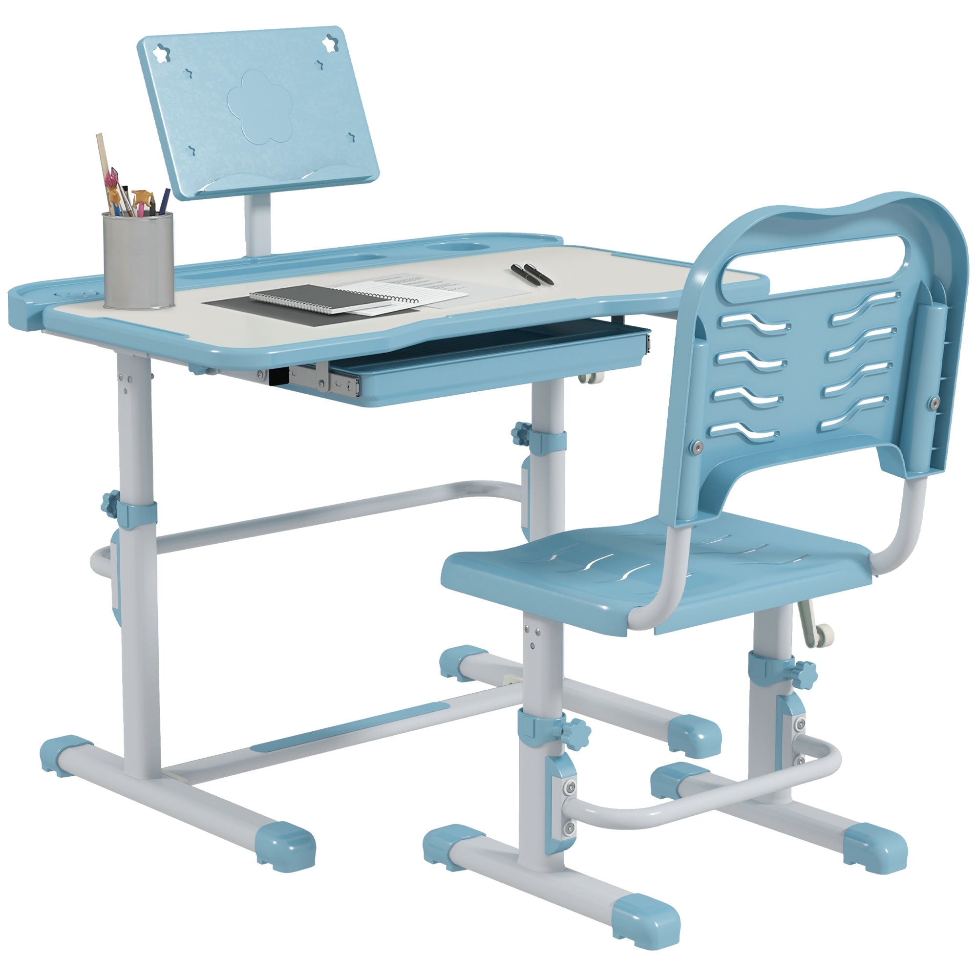 Conjunto de Secretária e Cadeira para Crianças - Medidas 80x49,5x82-104 cm - Cor Azul