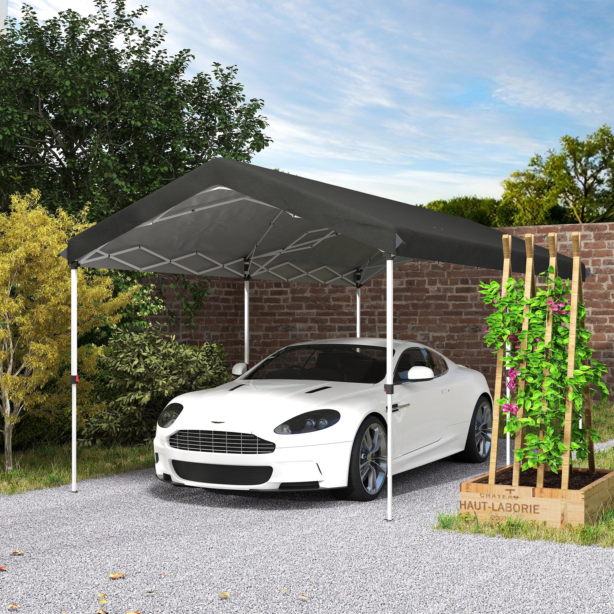 Tenda Dobrável 584x297,5x272 cm Cinza Escuro - Proteção UV50+ e Altura Ajustável