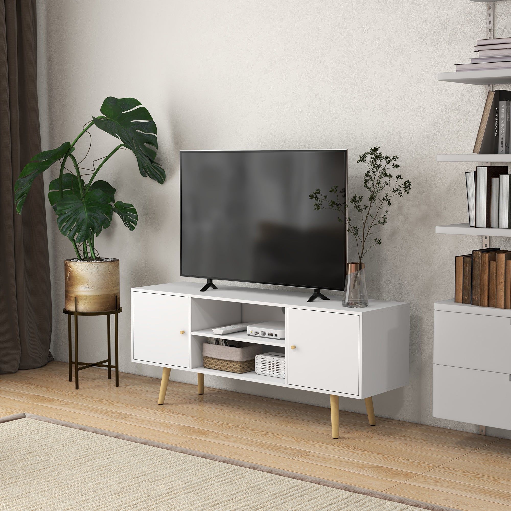 Móvel de TV para TVs de até 55 Polegadas - Branco - 120x34x50 cm