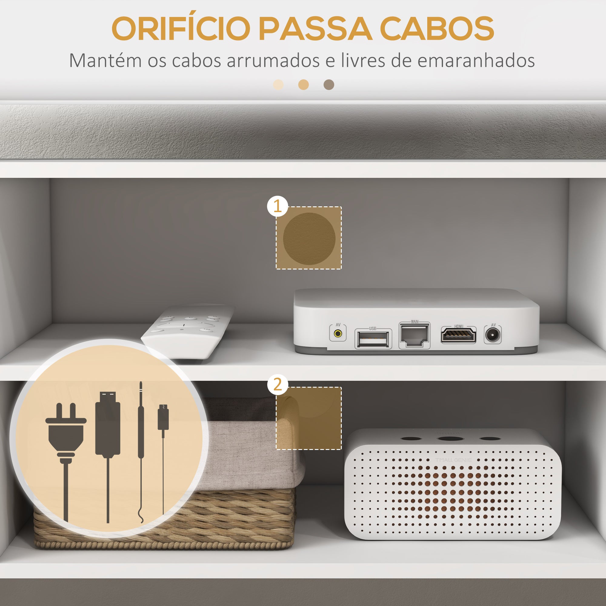 Móvel de TV para TVs de até 55 Polegadas - Branco - 120x34x50 cm
