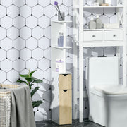 Coluna de Casa de Banho Moderna – 15,2x29,8x118cm – Branco e Madeira