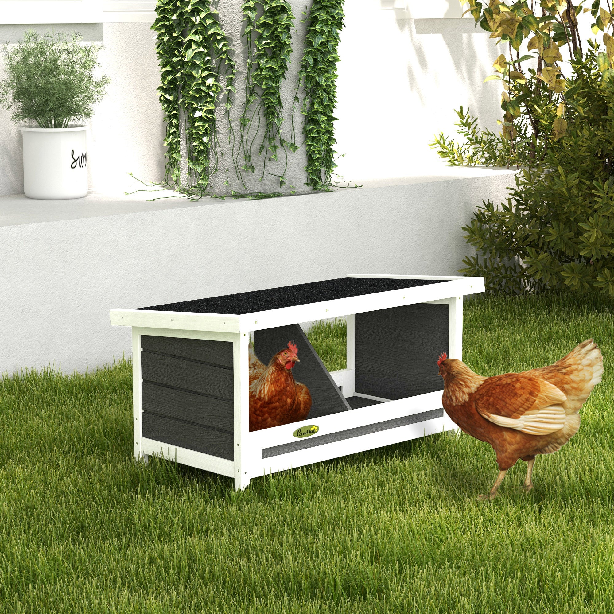 Ninho de Madeira para Galinhas 66x37x34 cm - Cinza Escuro