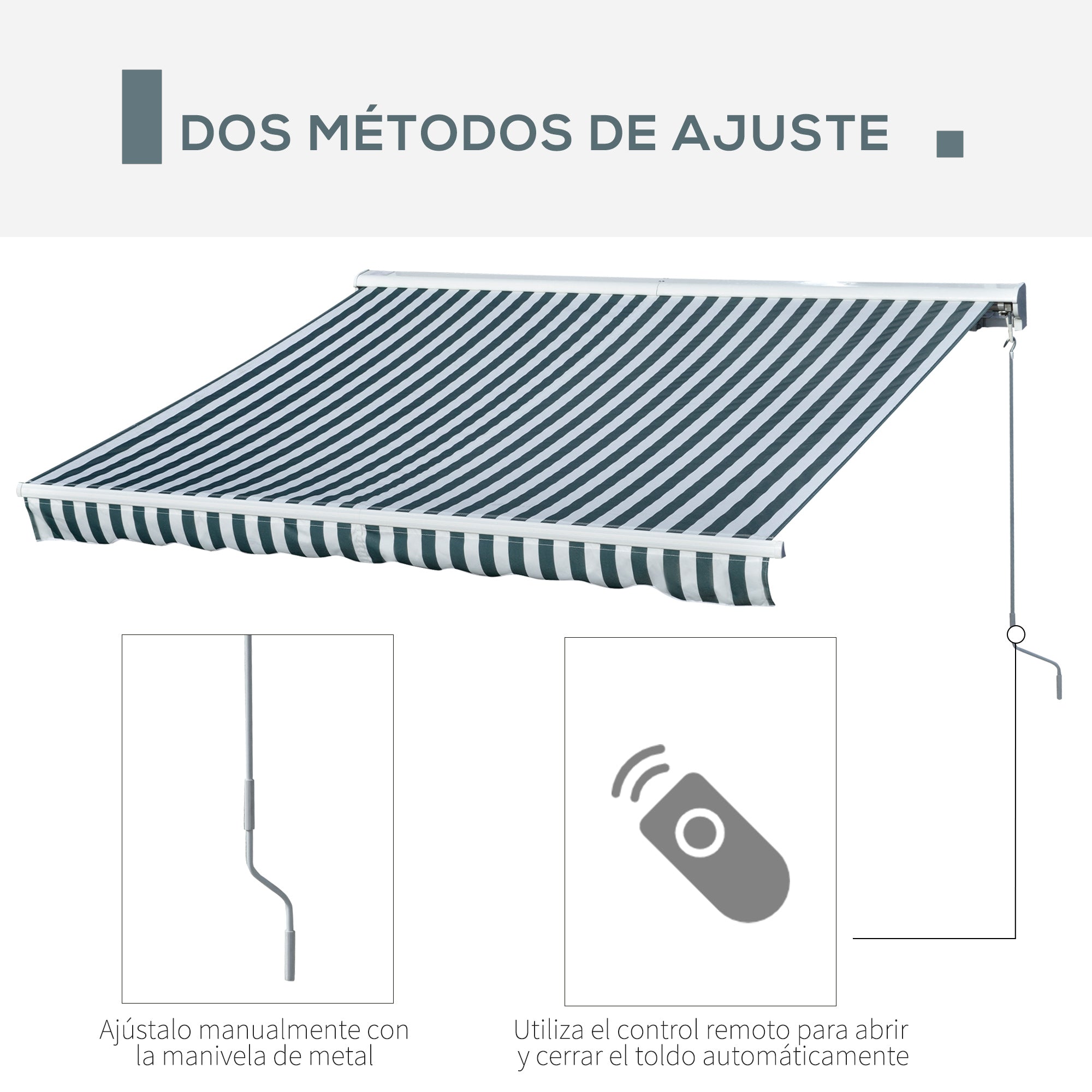 Toldo Elétrico Retrátil 300x250 cm Verde e Branco