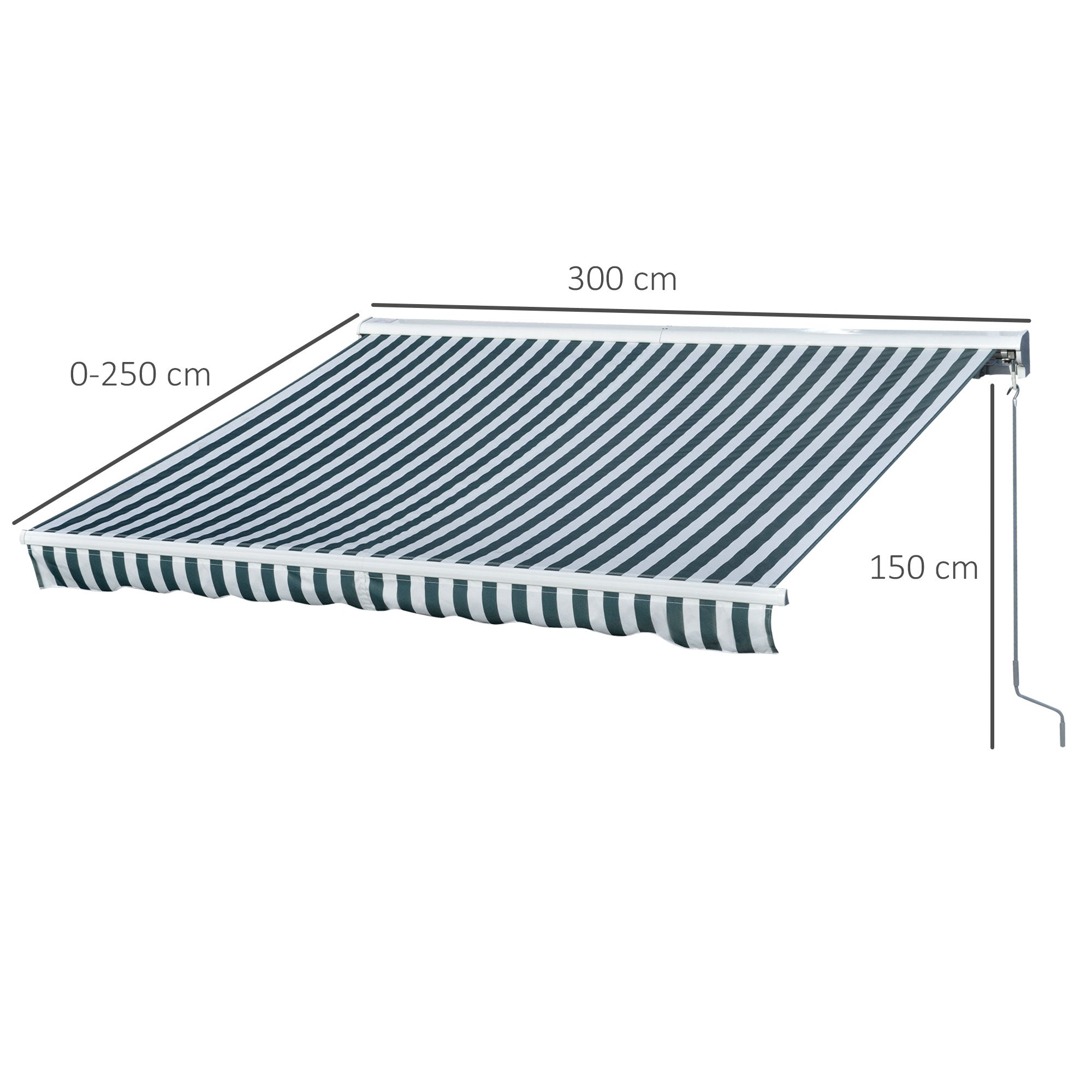 Toldo Elétrico Retrátil 300x250 cm Verde e Branco