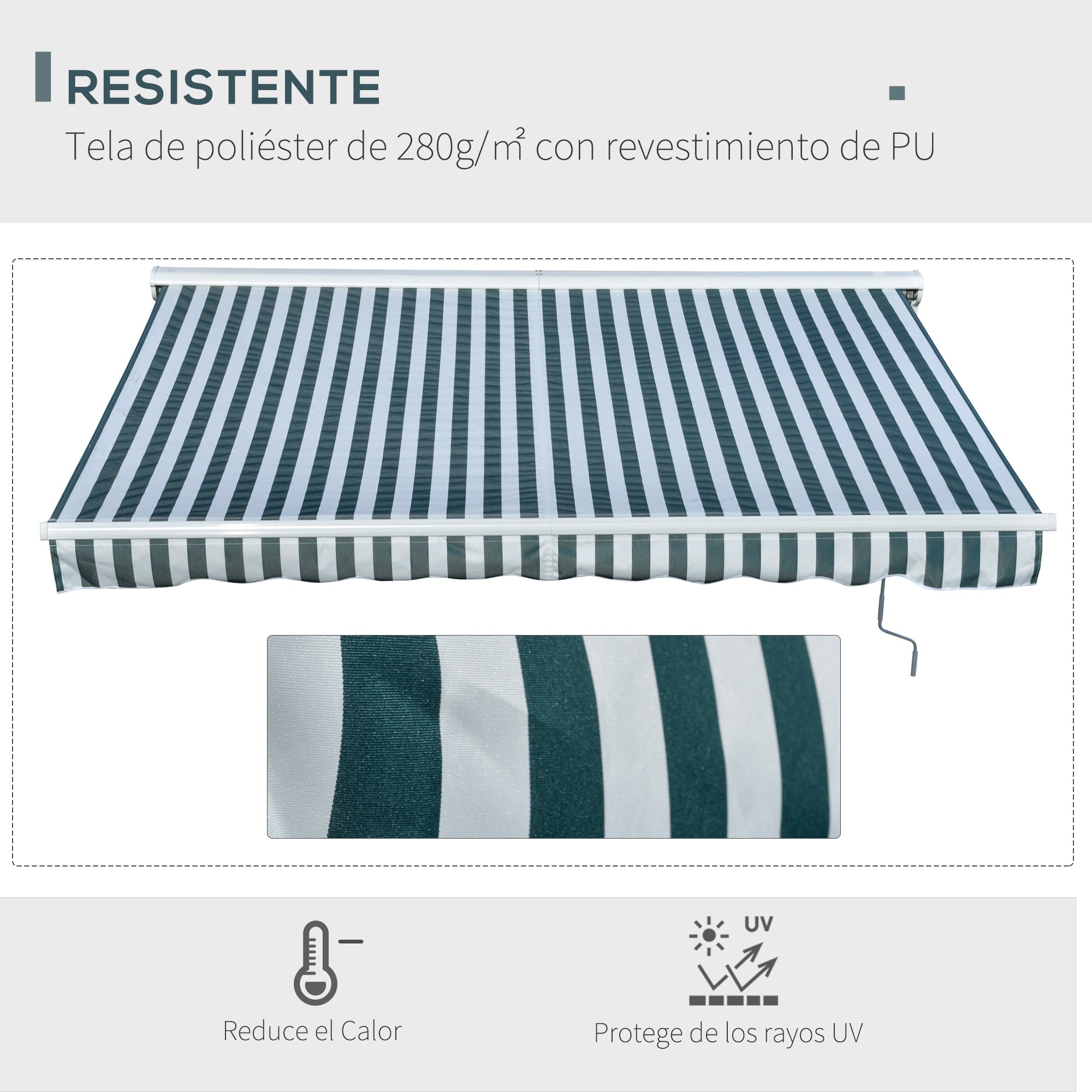Toldo Elétrico Retrátil 300x250 cm Verde e Branco