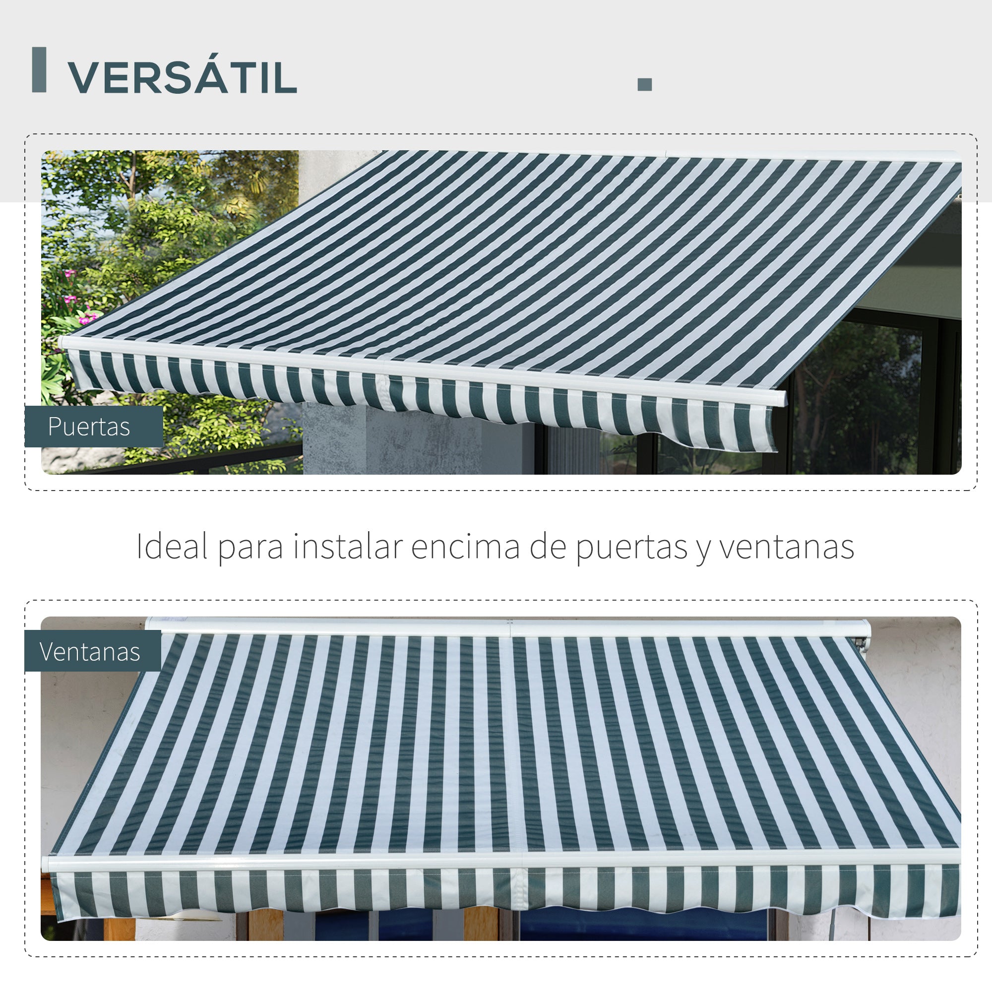 Toldo Elétrico Retrátil 300x250 cm Verde e Branco