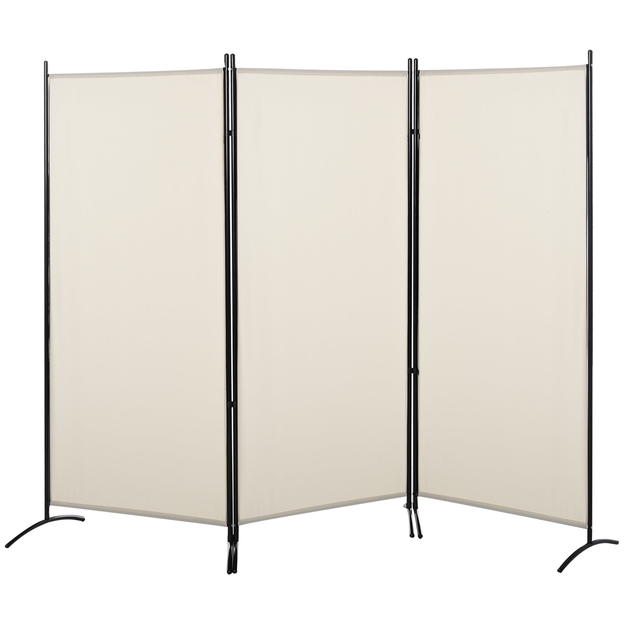 Biombo de 3 Painéis Bege 253x50x182 cm - Separador de Ambientes Dobrável