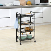Carrinho de Cozinha 4 Níveis – 45x26,5x84 cm – Preto – Aço e Plástico PP