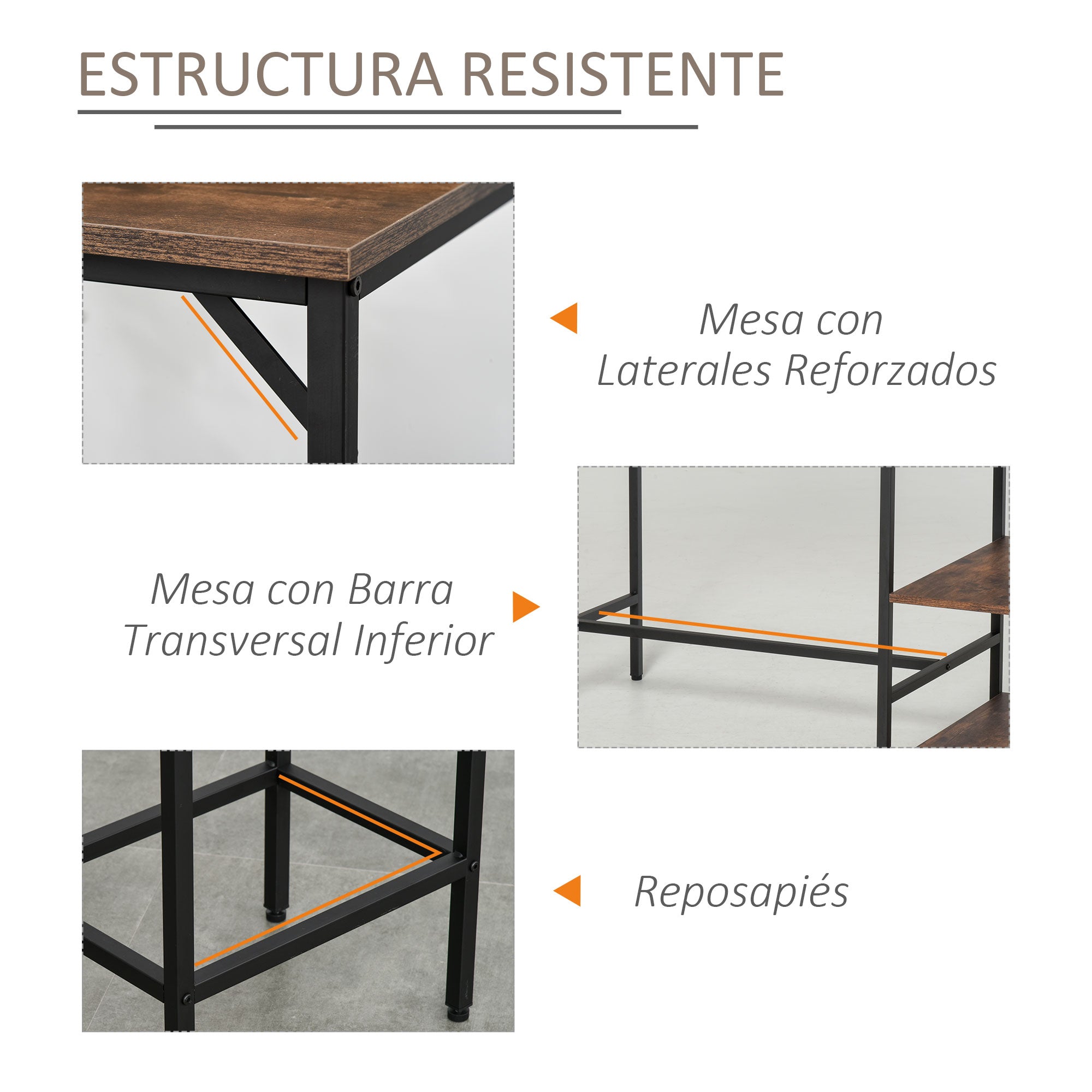 Conjunto de Mesa de Bar e 2 Bancos Castanho Rústico 109x60x100 cm