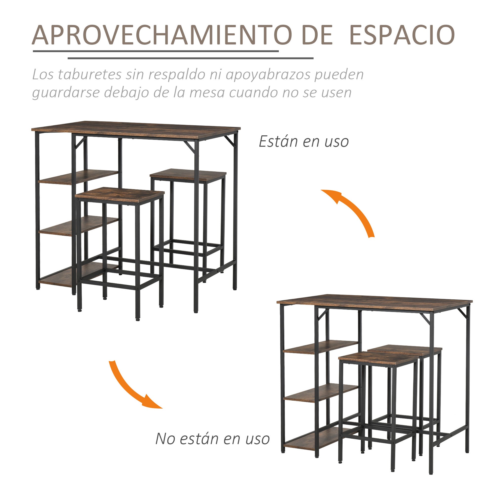Conjunto de Mesa de Bar e 2 Bancos Castanho Rústico 109x60x100 cm