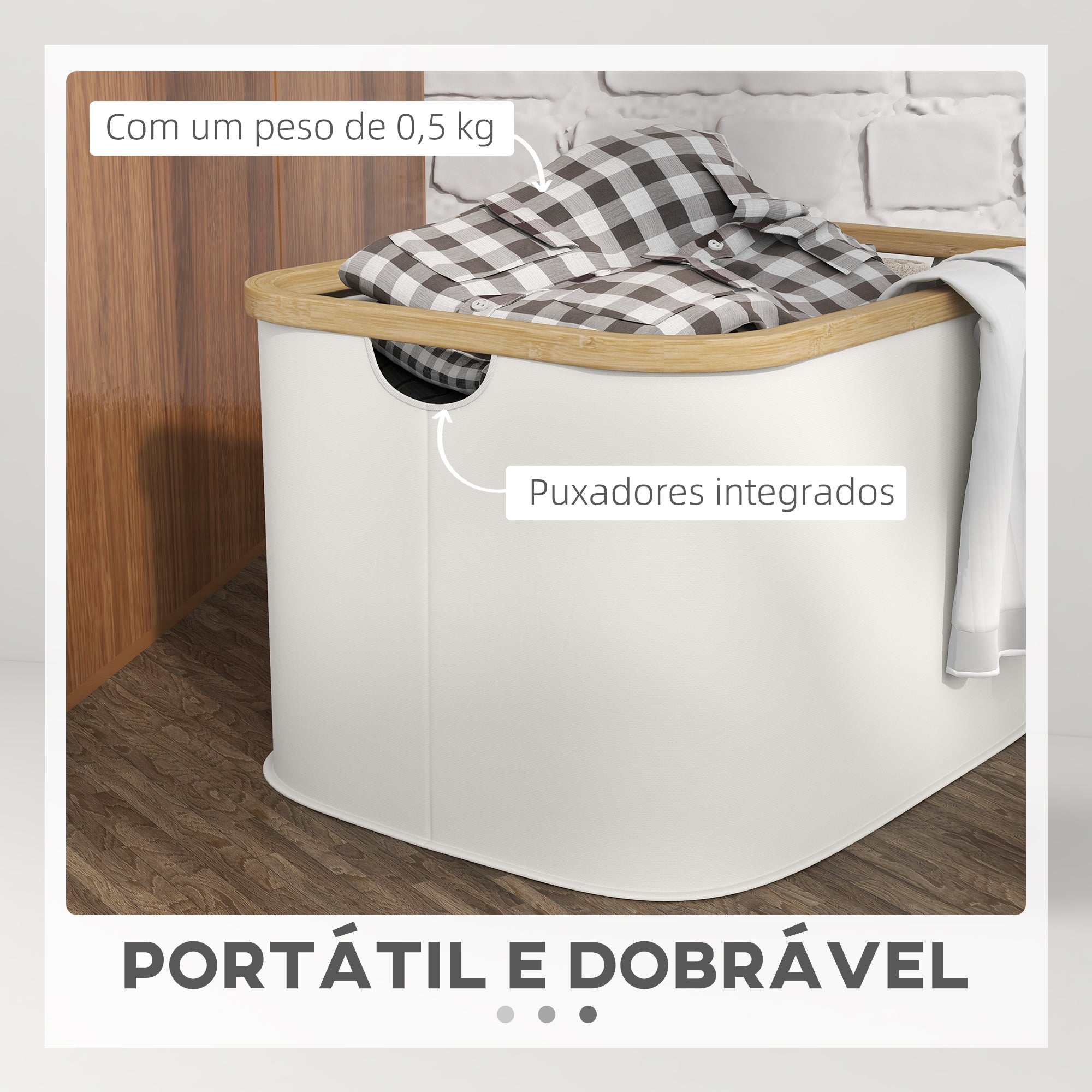 Cesto para Roupa – 36L – Creme – Poliéster