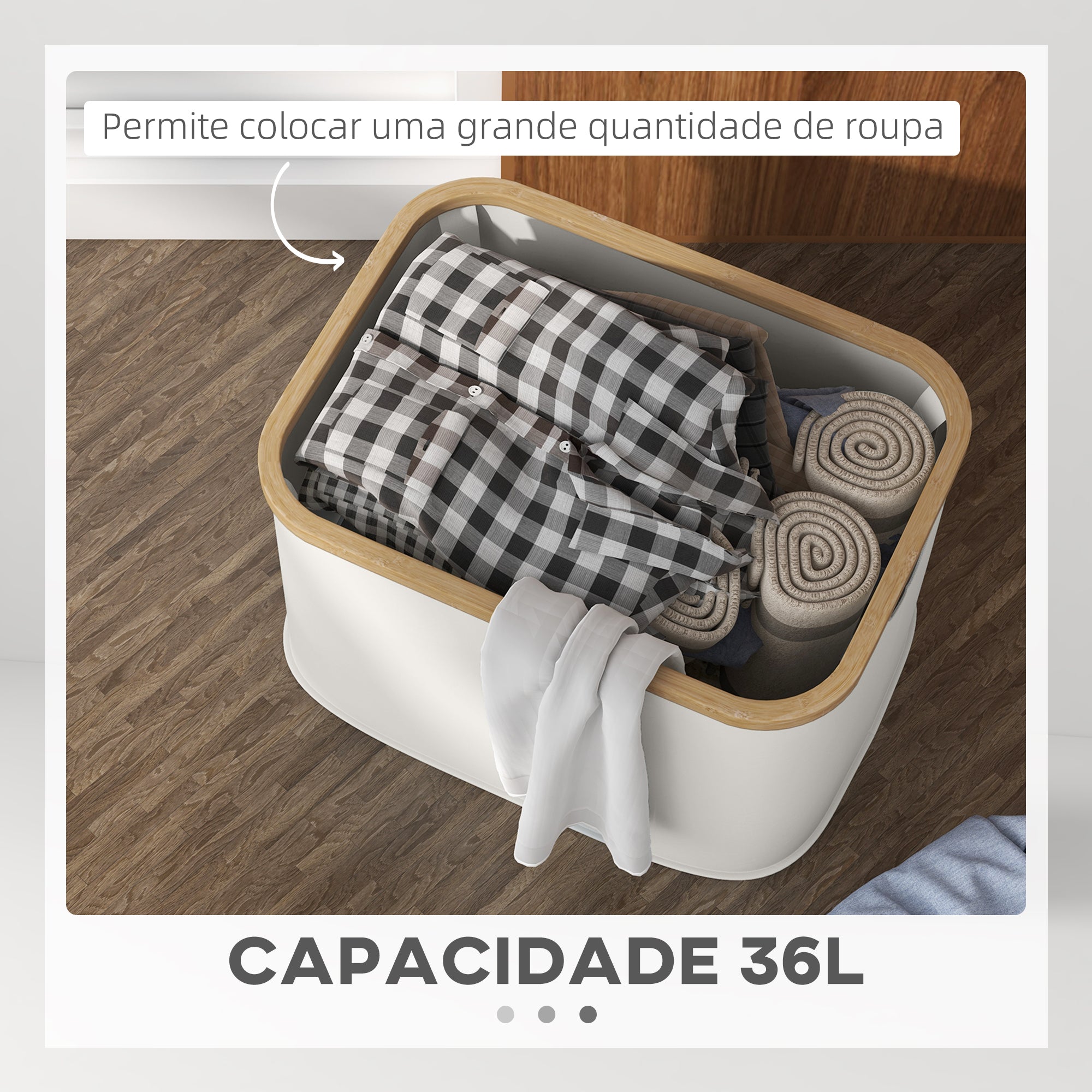 Cesto para Roupa – 36L – Creme – Poliéster