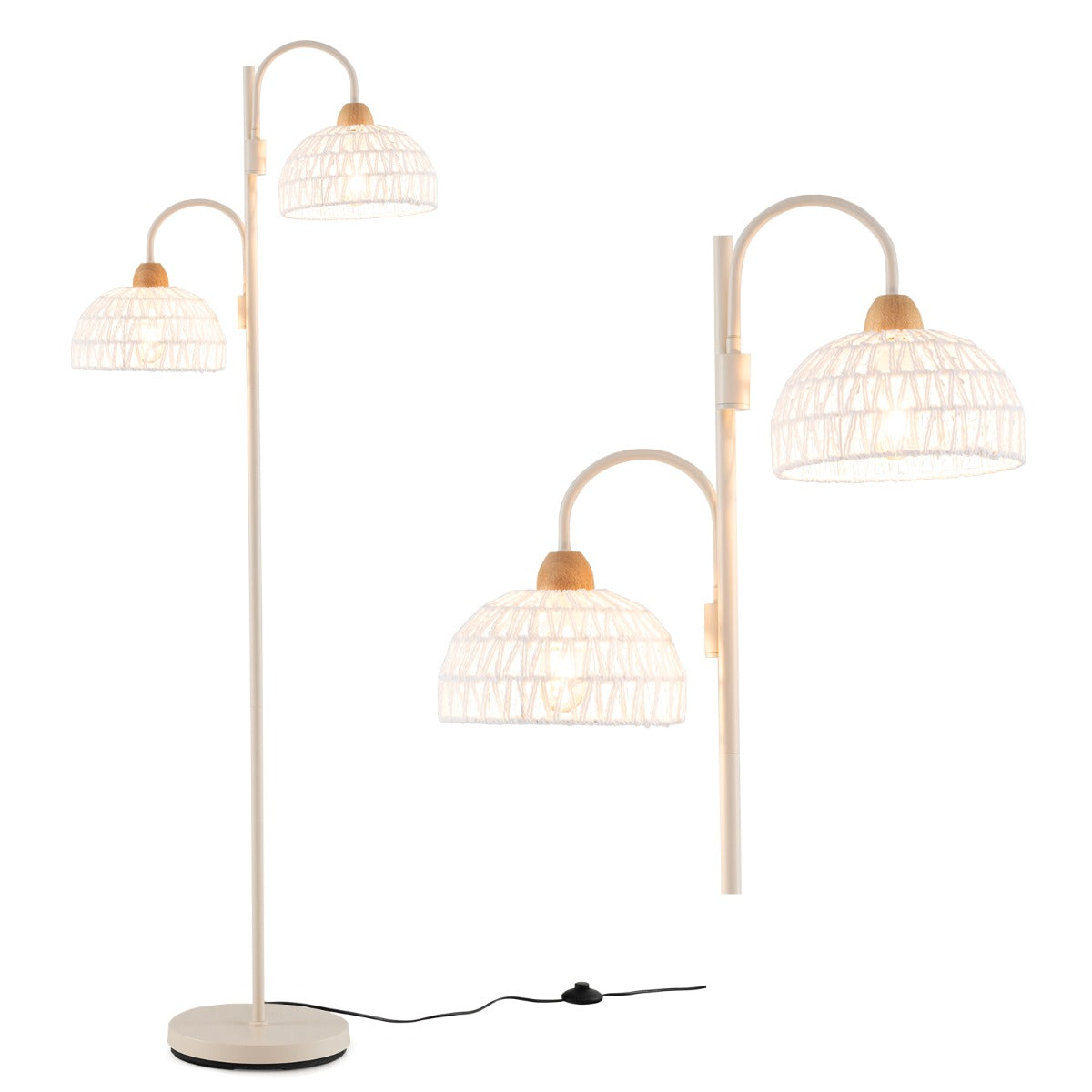 Lâmpada de Pé com 2 Luzes – design giratório 350° – metálica