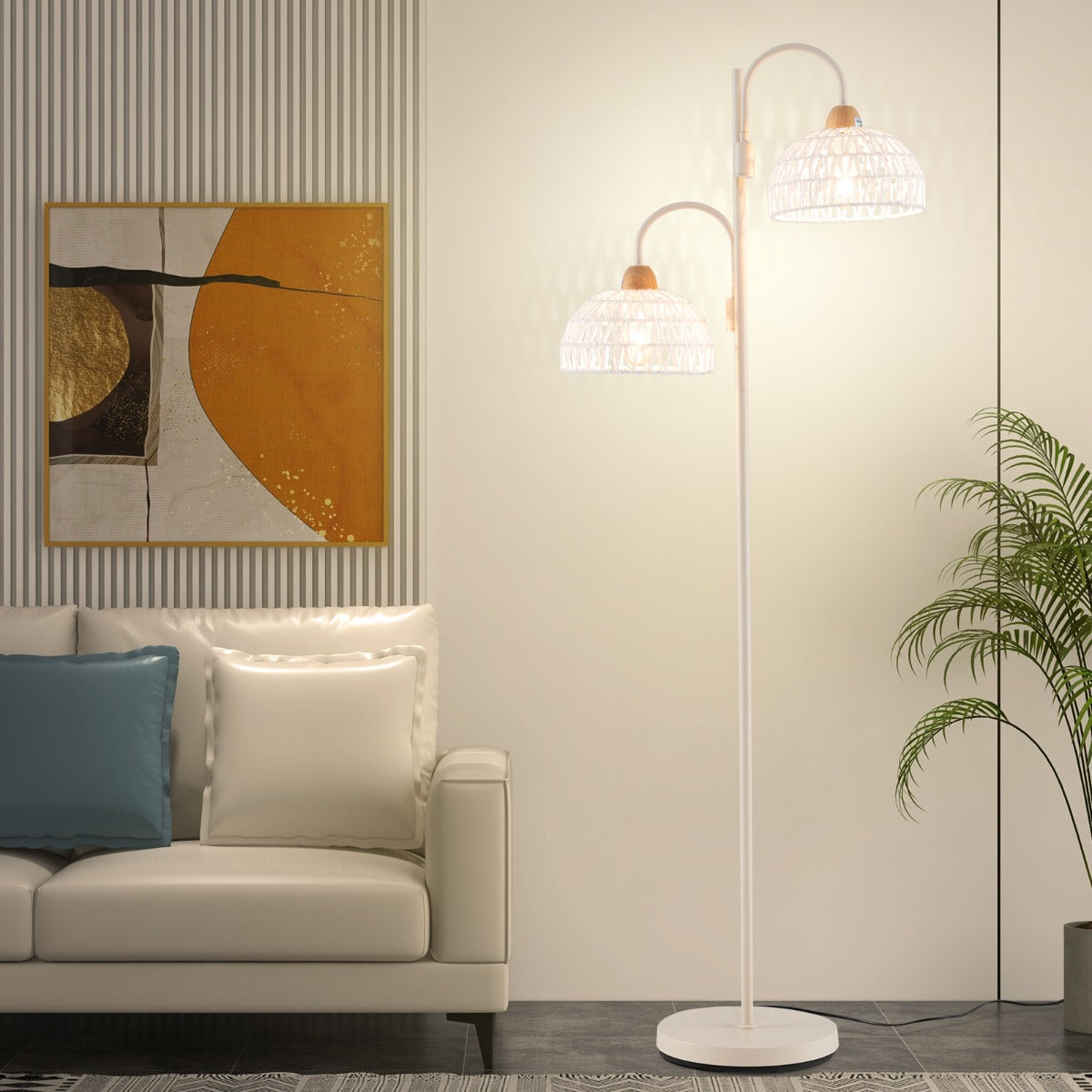 Lâmpada de Pé com 2 Luzes – design giratório 350° – metálica