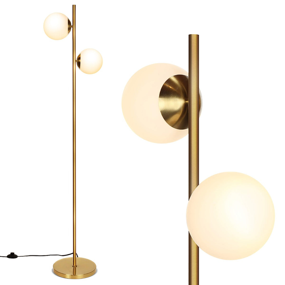 Lâmpada de Pé – 165 cm – Dourado – Vidro