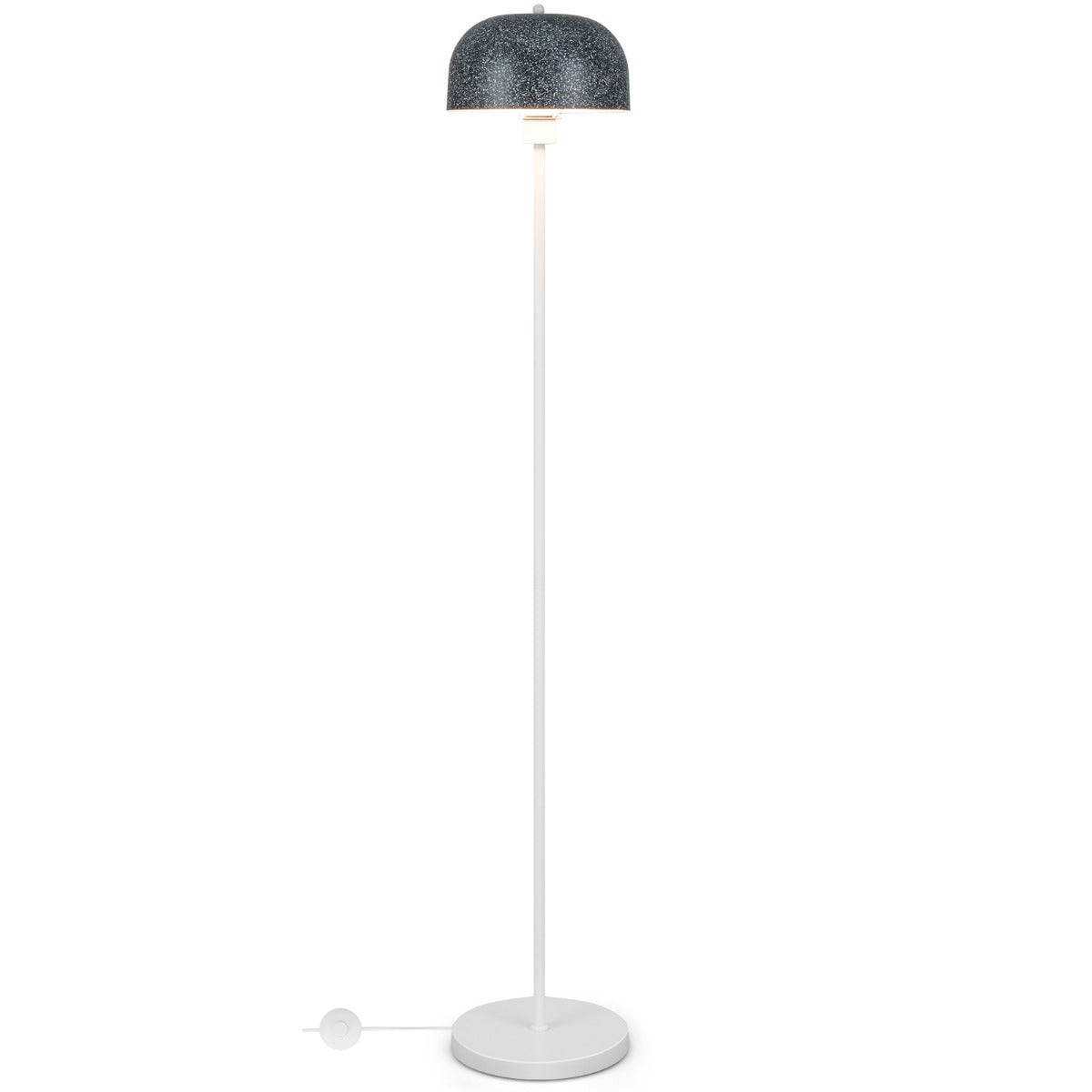 Lâmpada de Pé em Metal de 146cm para Lâmpada E27 Máx 60W com Abajur e Interruptor de Pé Cinza e Branco