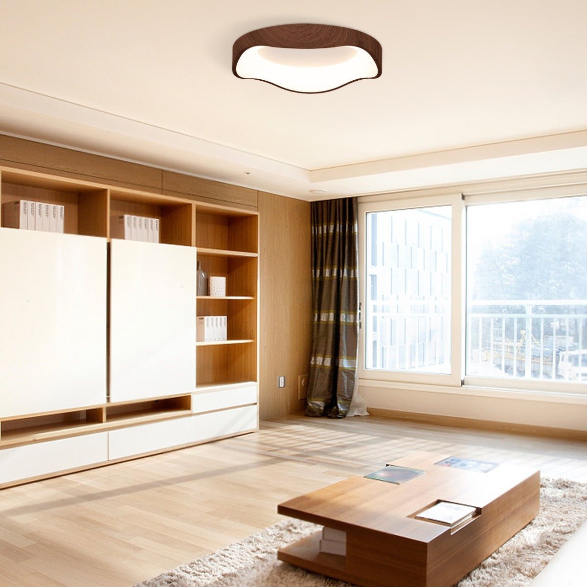 Lâmpada de Teto LED – 24 W – padrão de madeira – metal