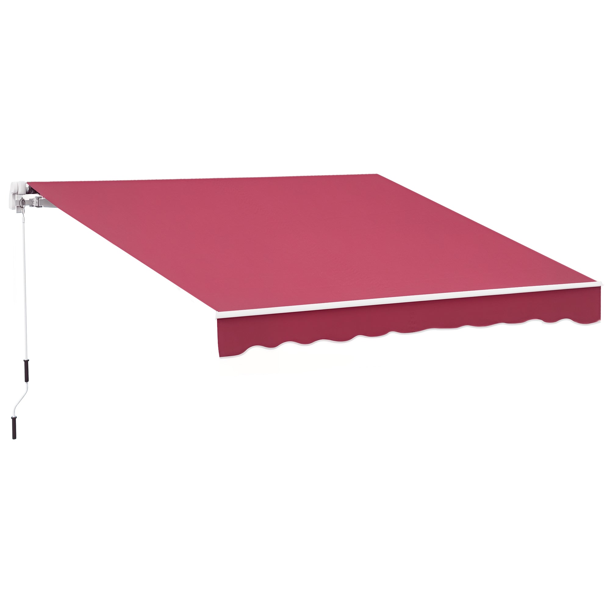 Toldo Manual Vermelho 395x245 cm Varanda Pátio Alumínio Poliéster 280 g/m²