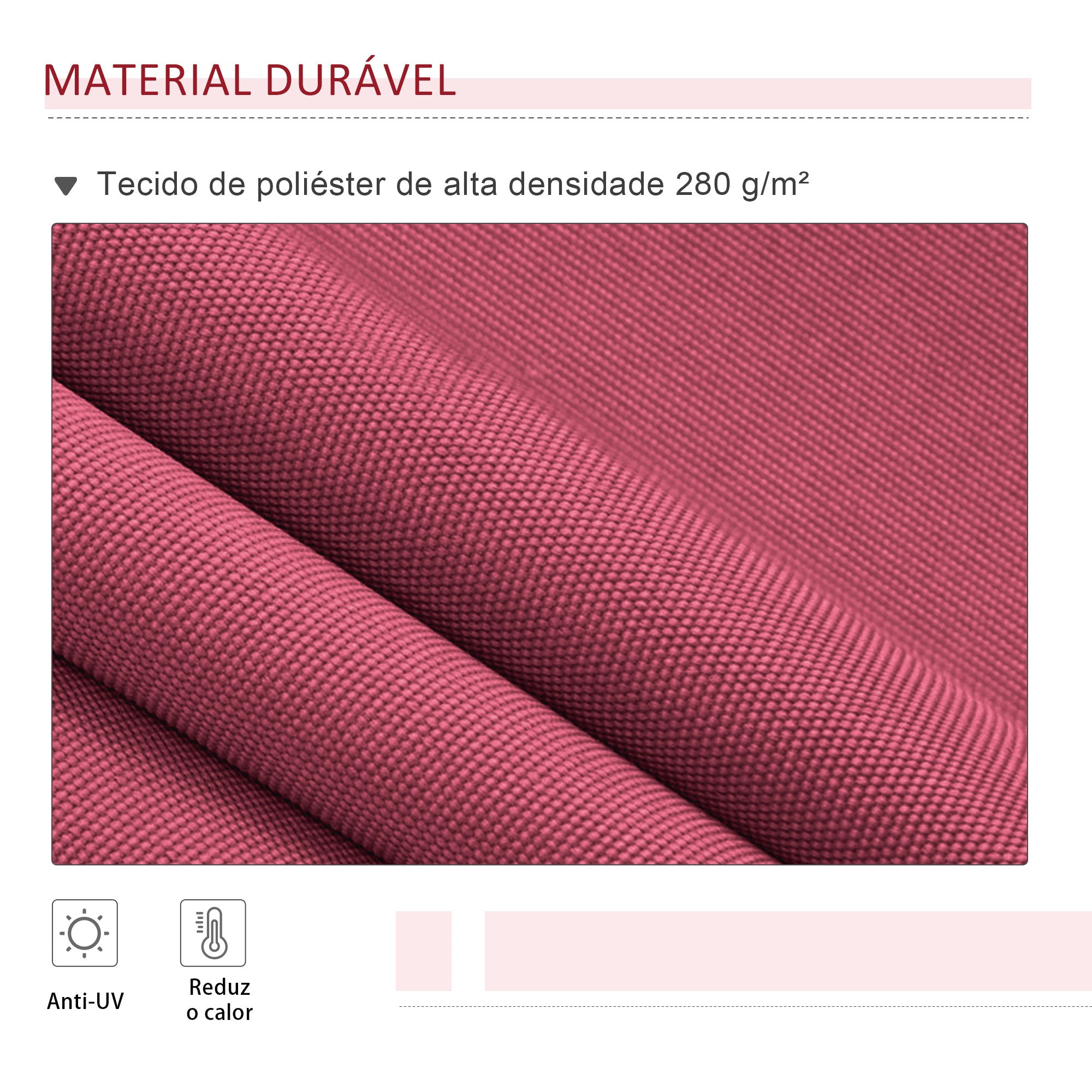 Toldo Manual Vermelho 395x245 cm Varanda Pátio Alumínio Poliéster 280 g/m²