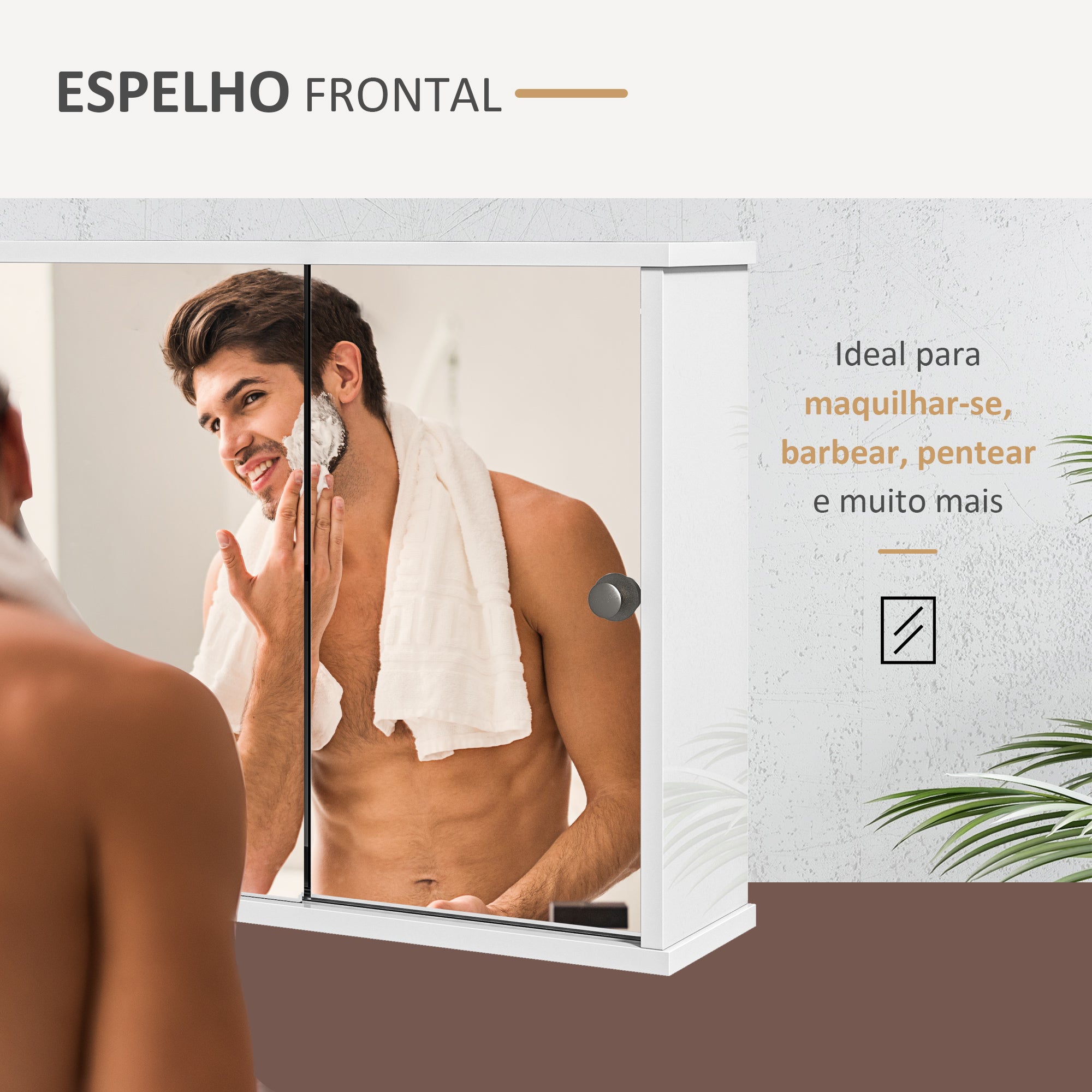 Armário de Casa de Banho com Espelho Móvel Suspenso 55x15x45 cm - Branco