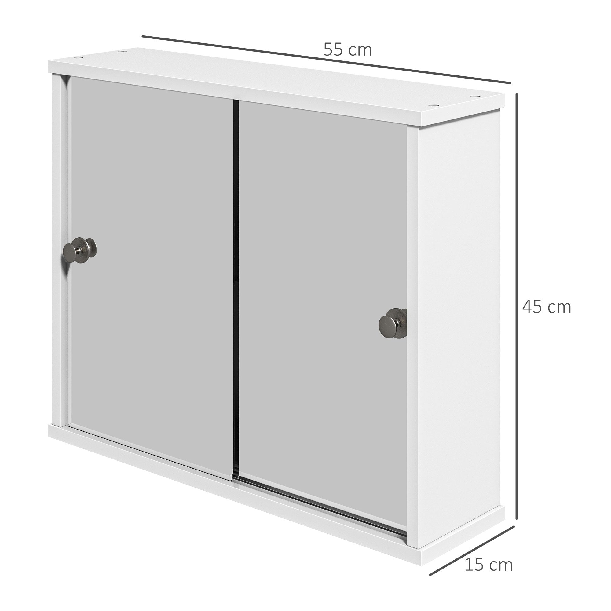 Armário de Casa de Banho com Espelho Móvel Suspenso 55x15x45 cm - Branco