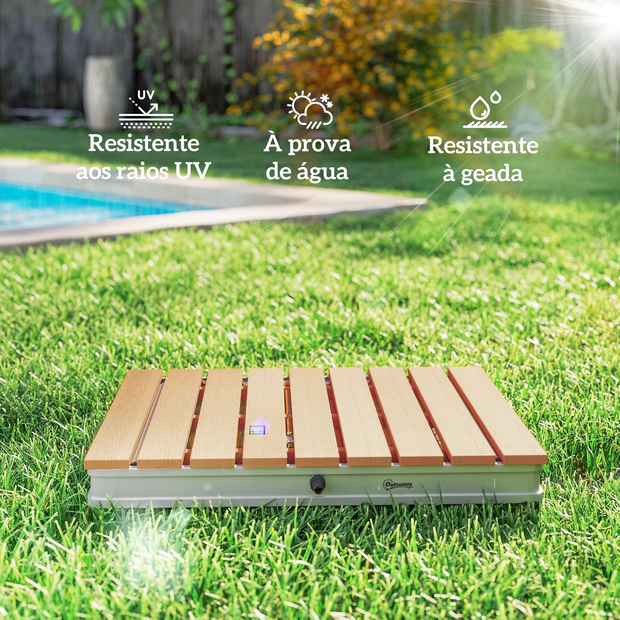 Duche de Jardim Portátil Cor de Madeira Natural 70,5x55x7,5 cm