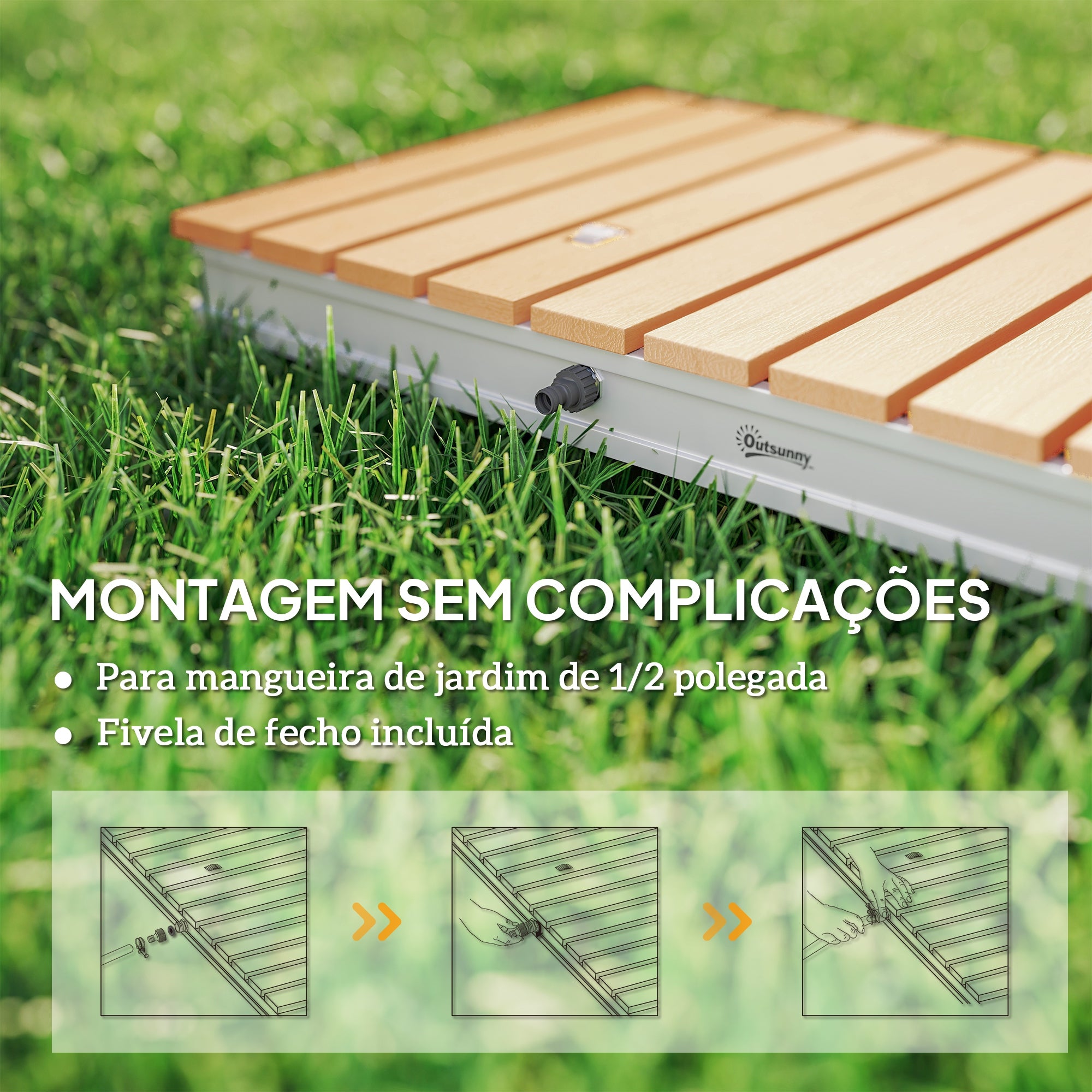 Duche de Jardim Portátil Cor de Madeira Natural 70,5x55x7,5 cm