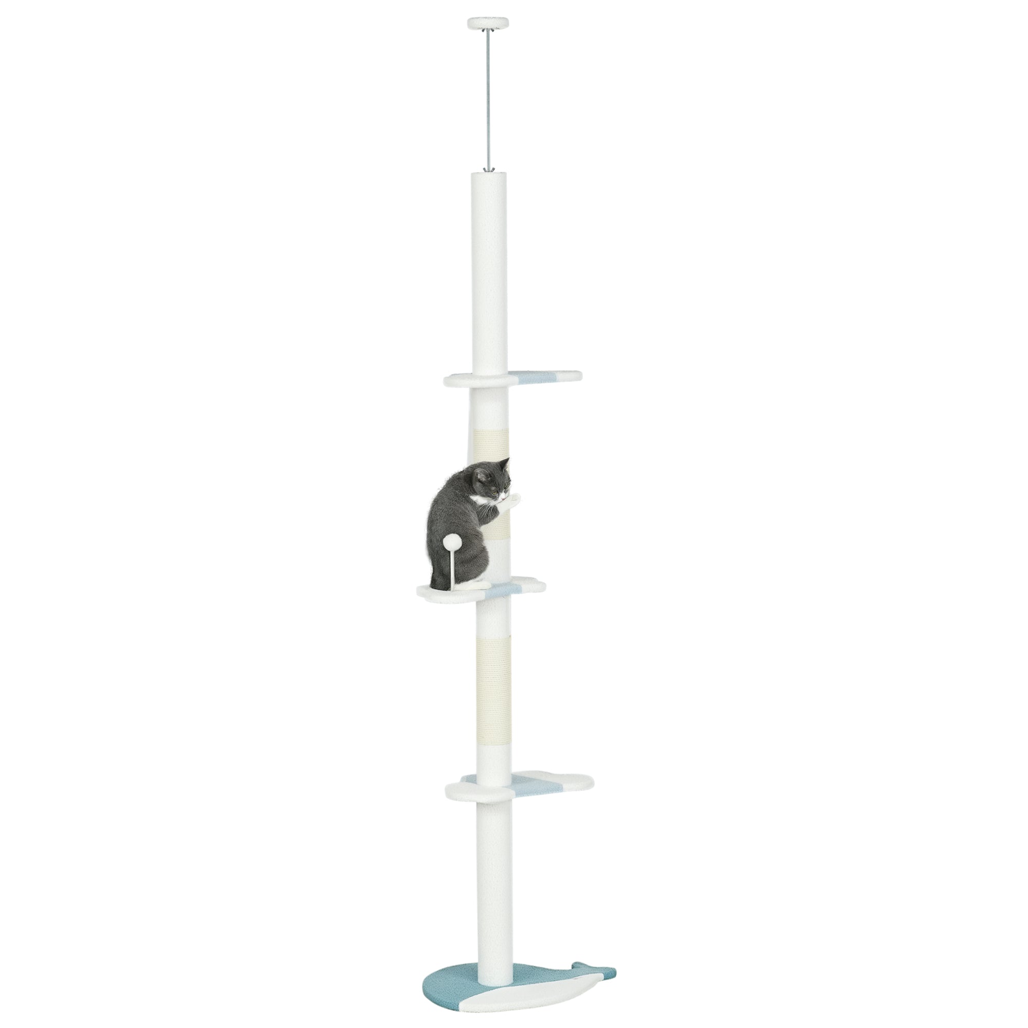Arranhador para Gatos 255 cm - Branco e Azul